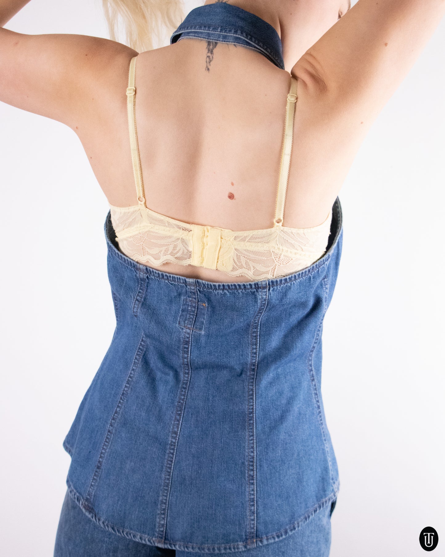 90's Moschino Denim Halter Top M