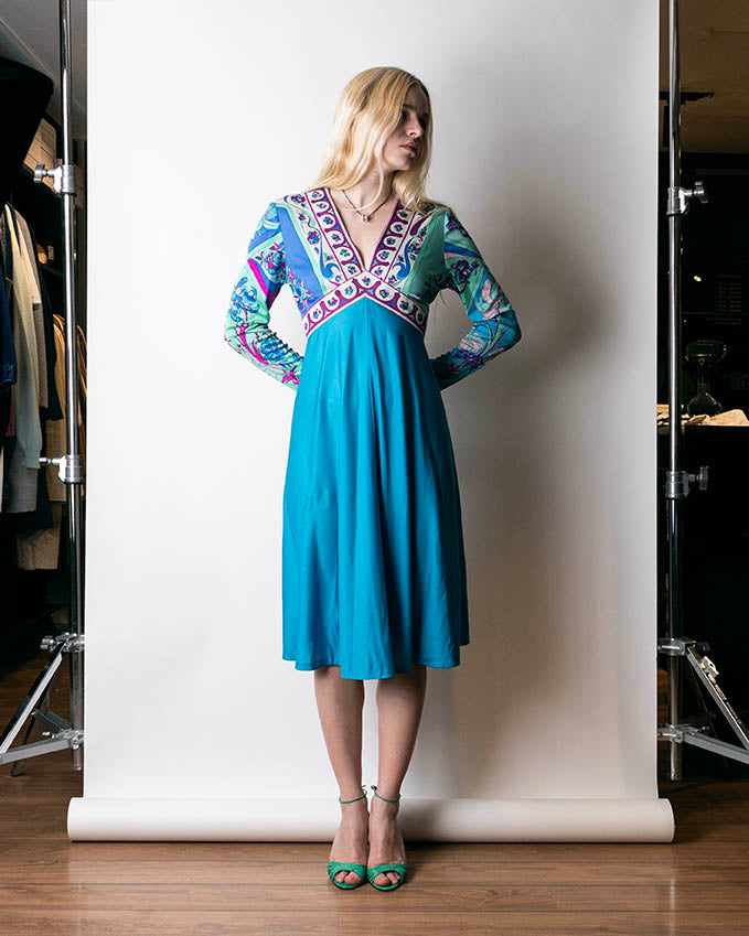 1960s Emilio Pucci Printed Silk Jersey Dress M