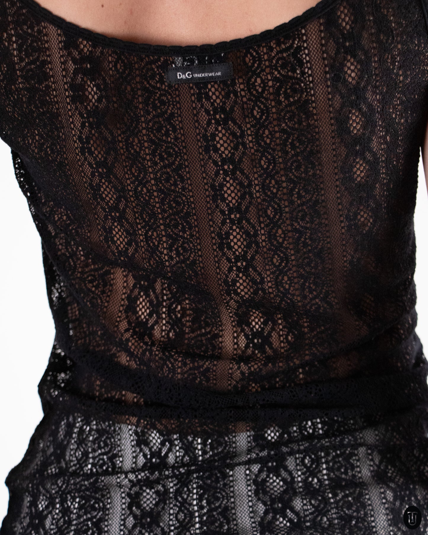 00's Dolce & Gabbana "D&G Underwear" Black Lace Camisole Top M