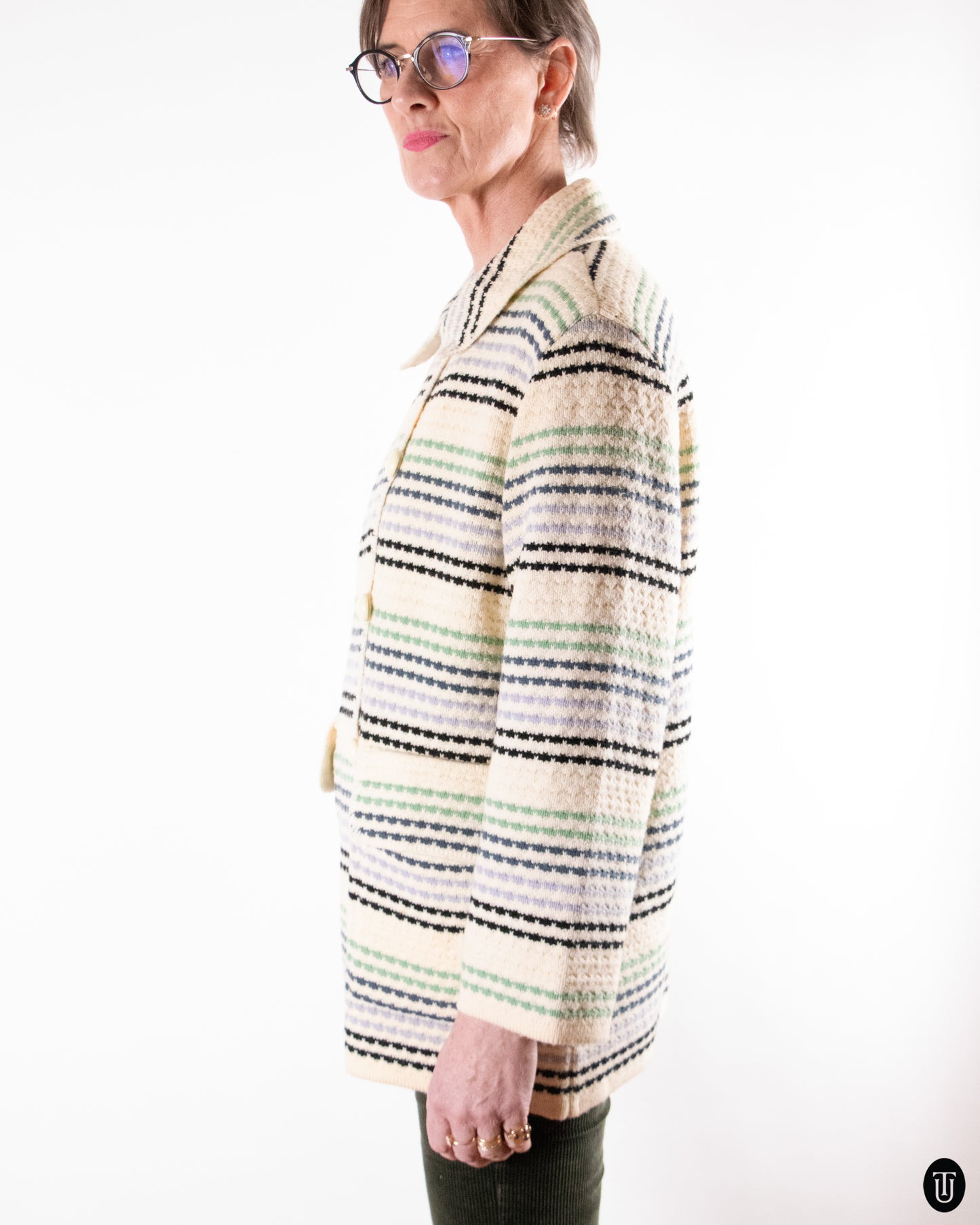 80's Yves Saint Laurent Striped Wool Jacket M