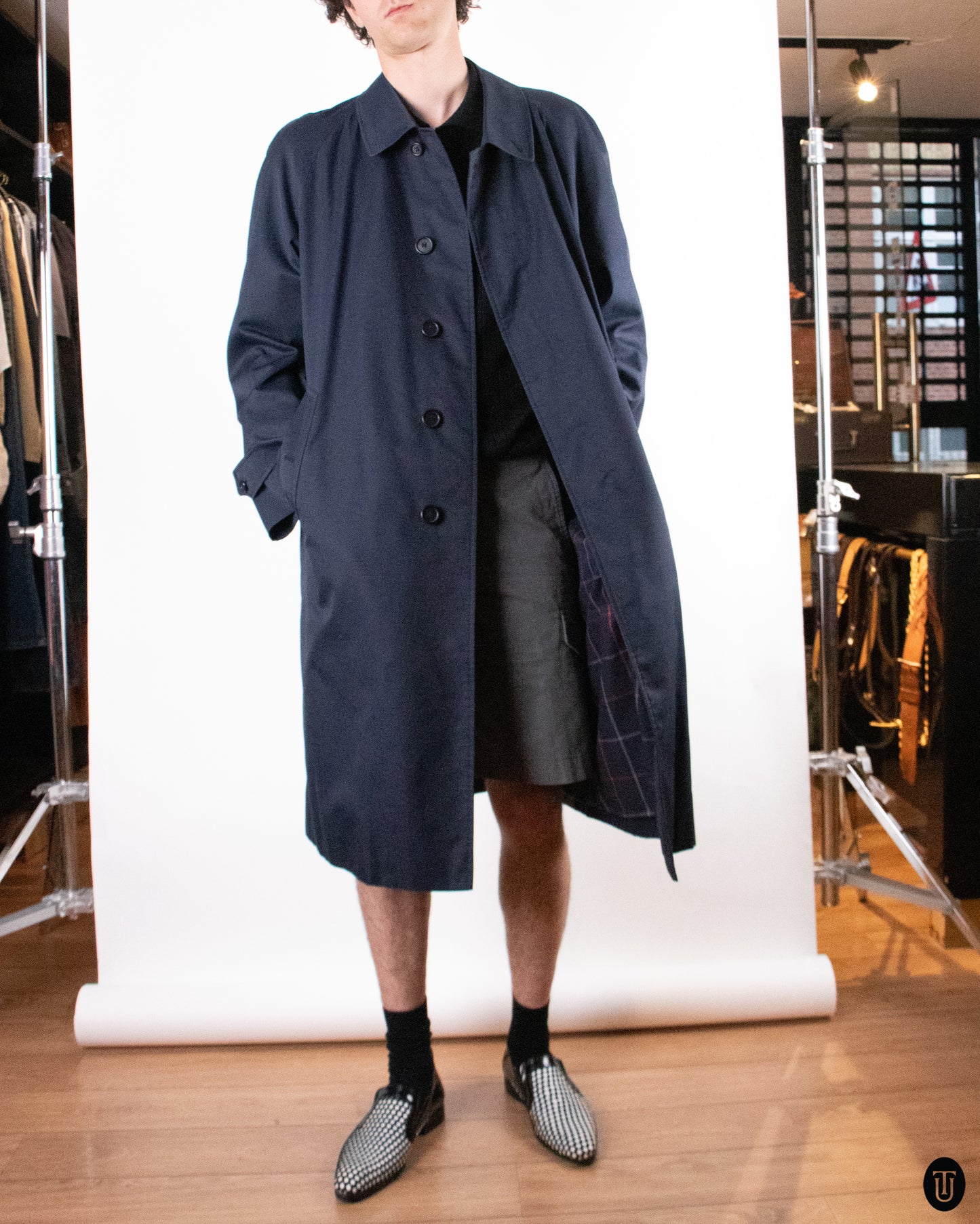 90's Burberry Navy Trench Coat M