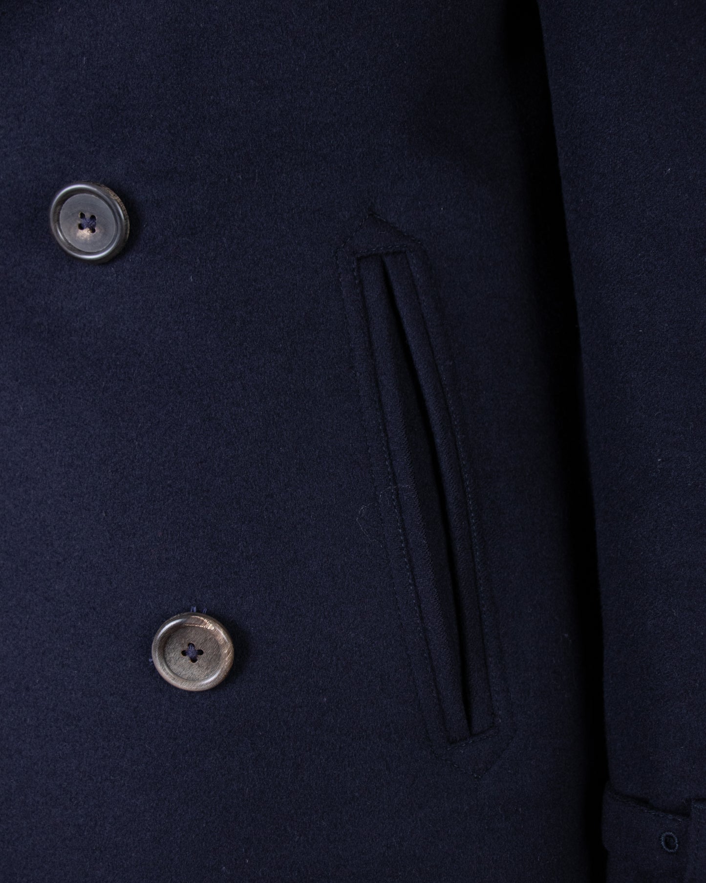 00's Aquascutum Navy Wool Pea Coat M