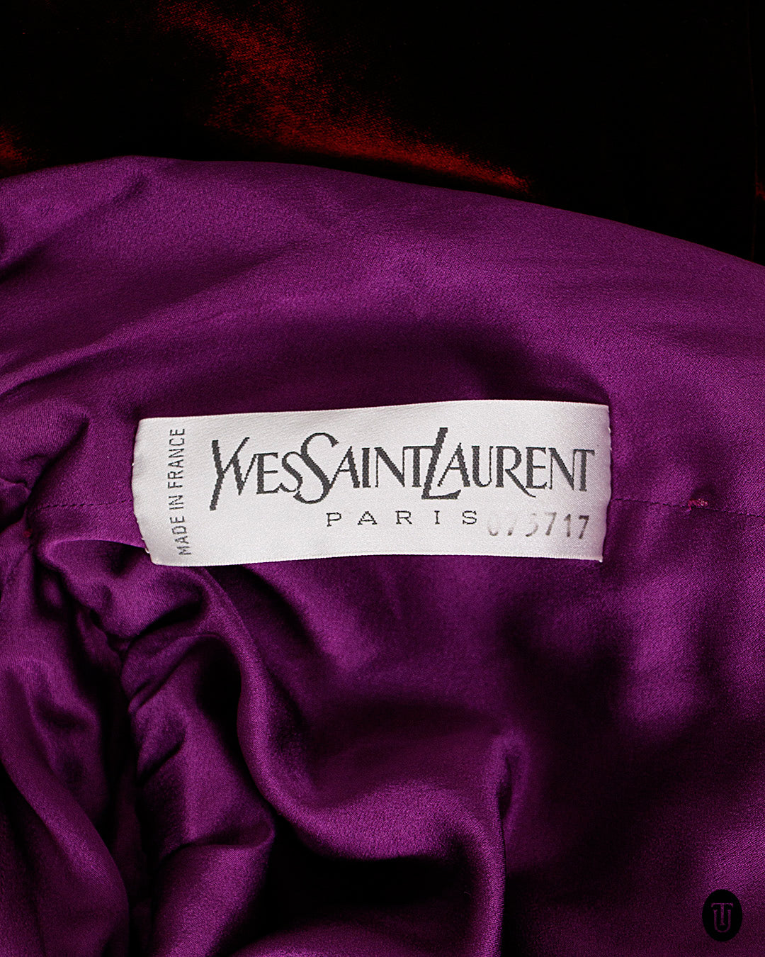 1980s YSL Haute Couture Silk and Velvet Dress S