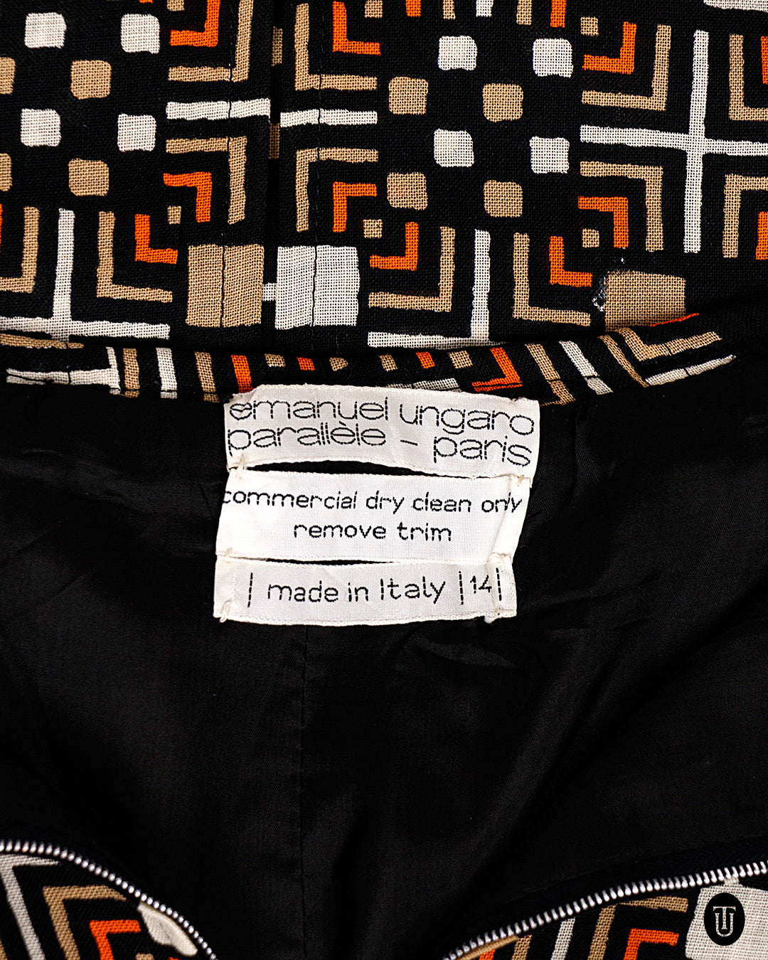 1960s Ungaro Geometrical Patterned Maxi Skirt S