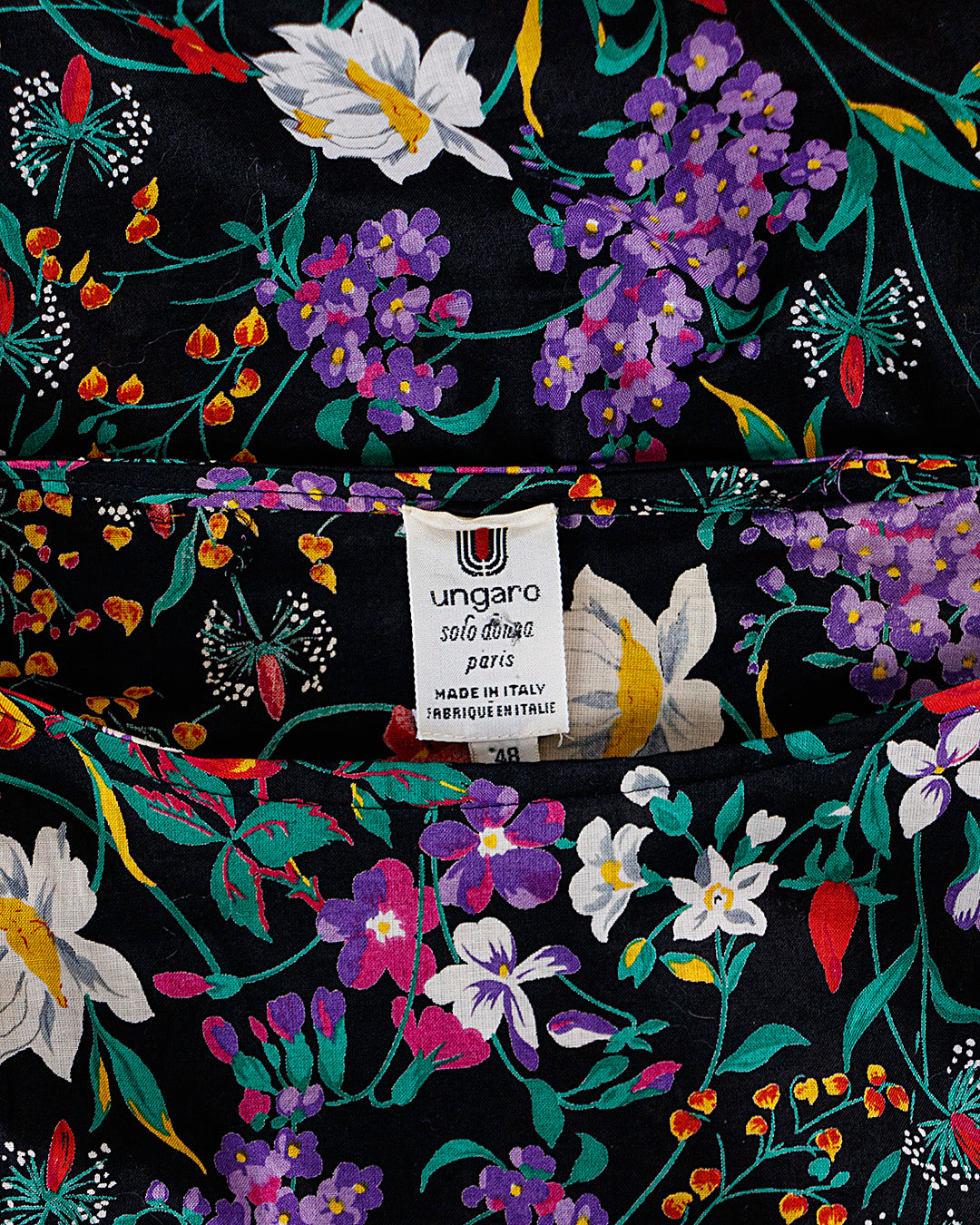 Late 1970s Ungaro Floral Silk Dress L