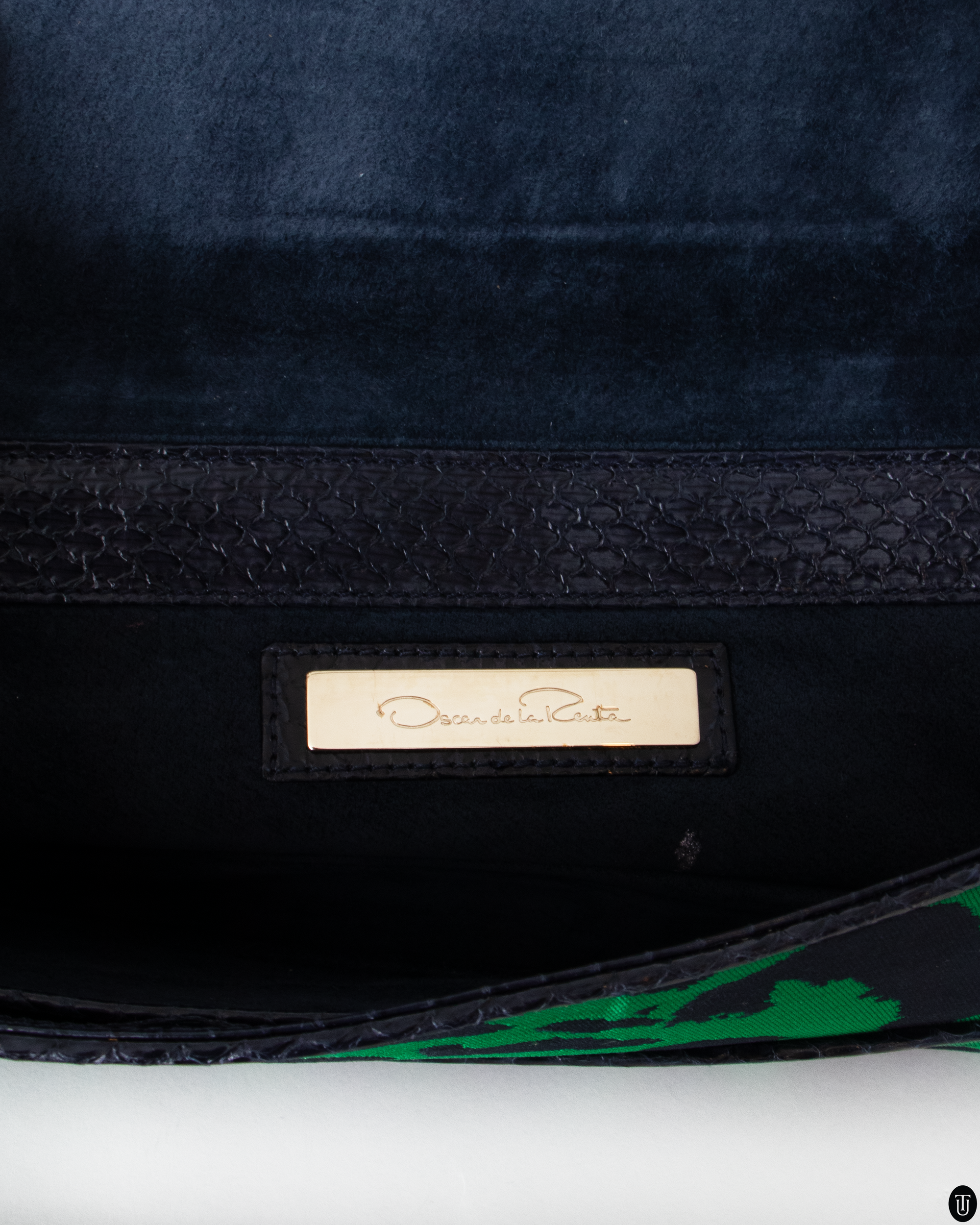 00s Oscar De La Renta Green Leopard Clutch