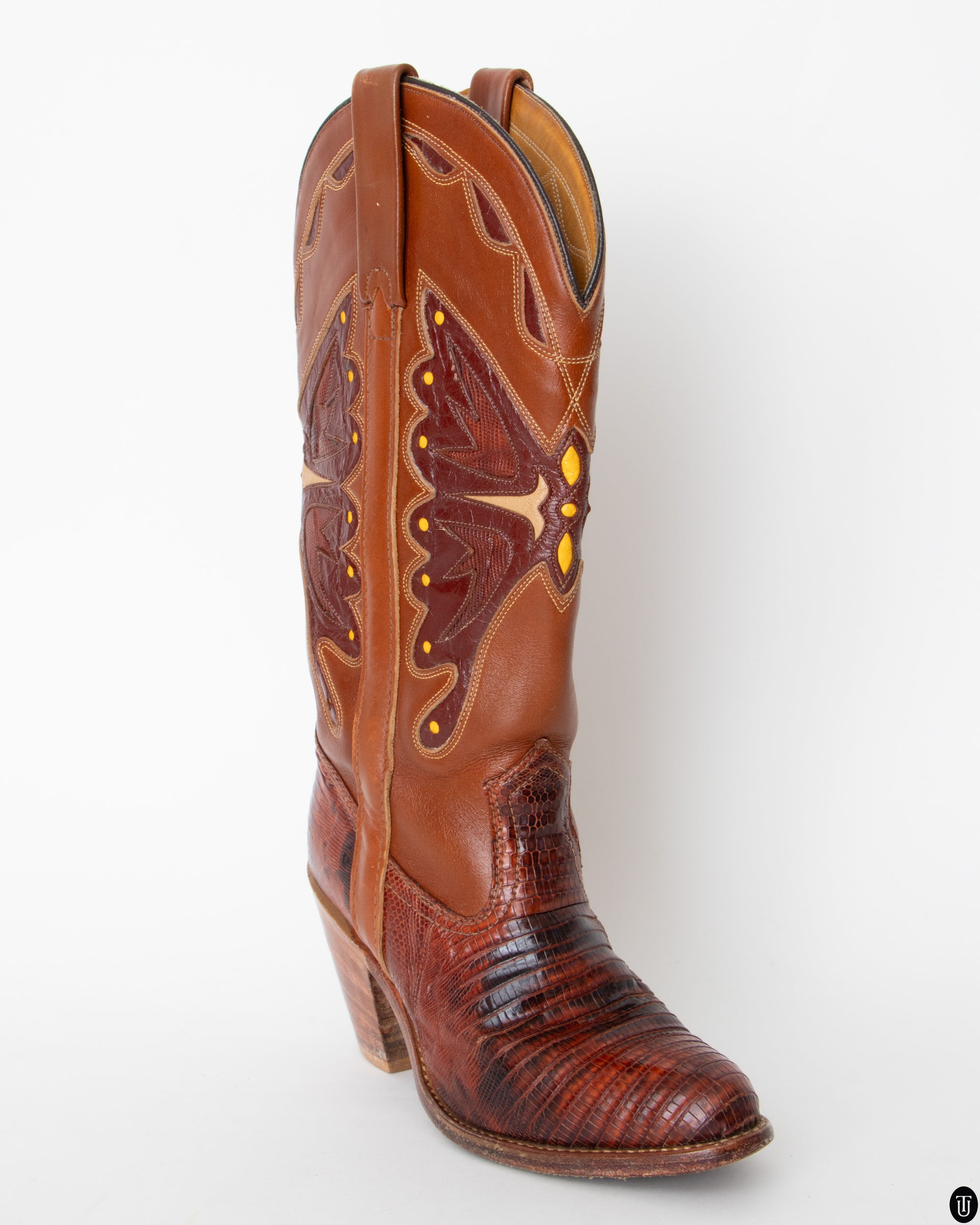 80s American Leather and Snakeskin Cowboy Boots