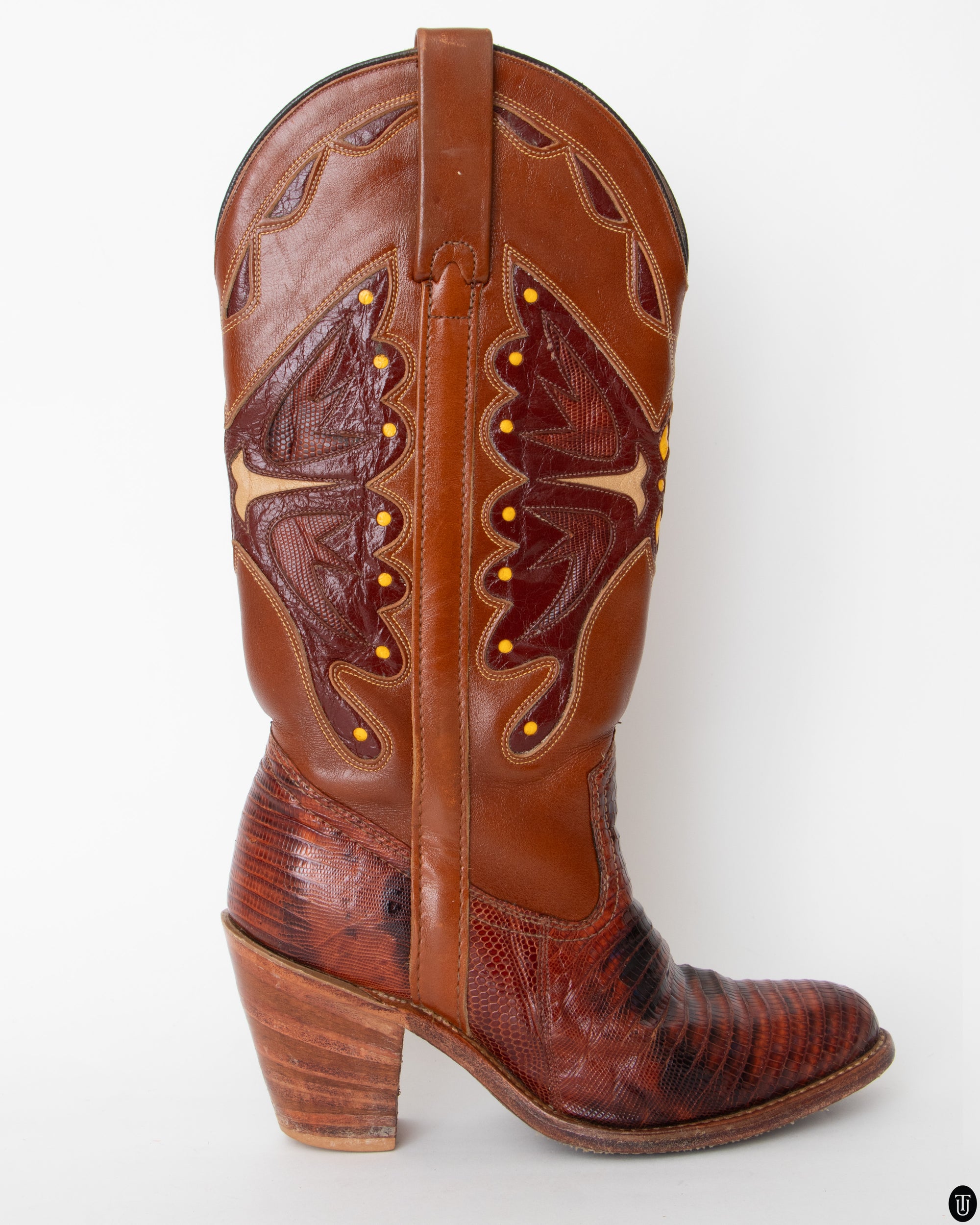 80s American Leather and Snakeskin Cowboy Boots