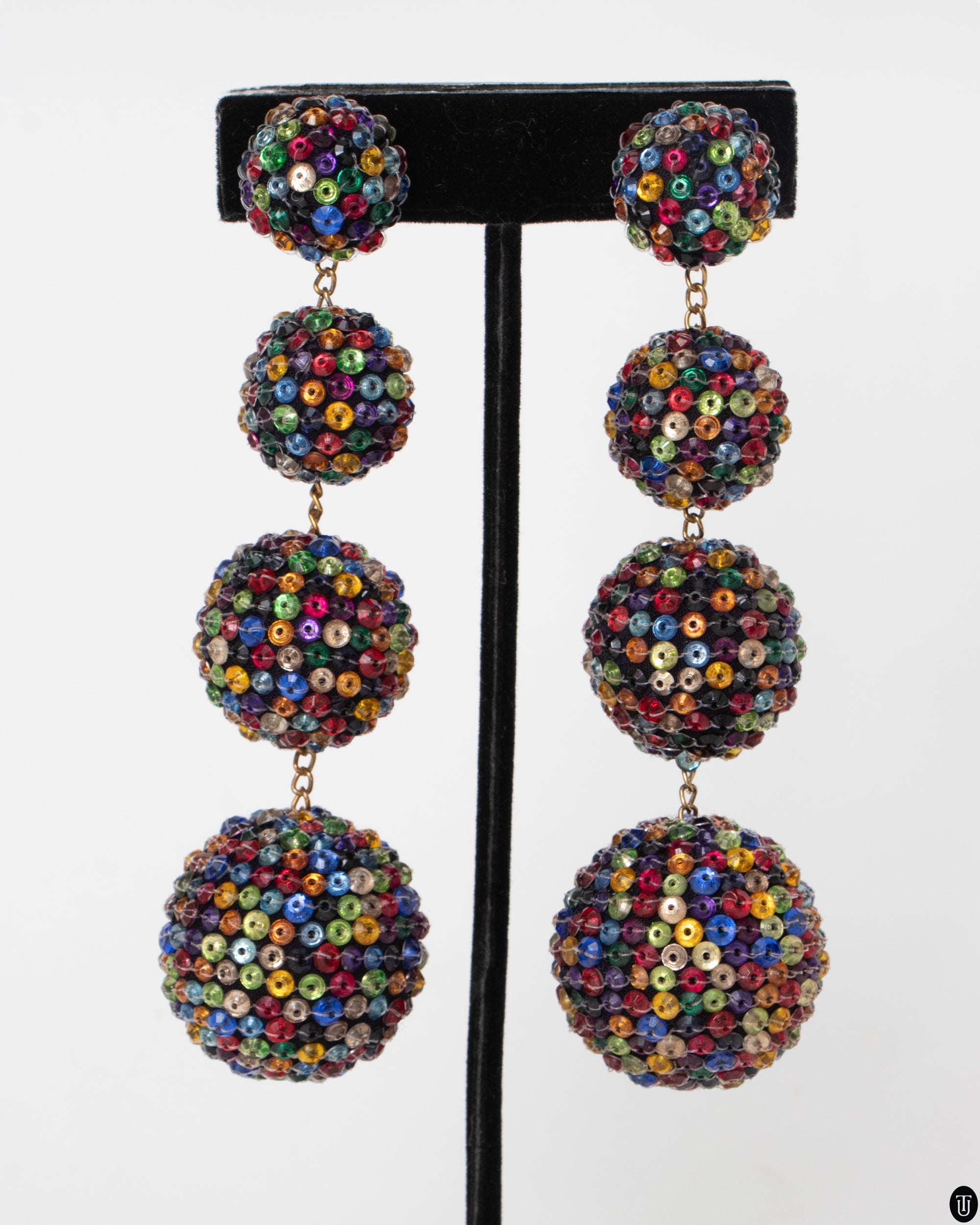 80s Glass Bead Clip Earrings
