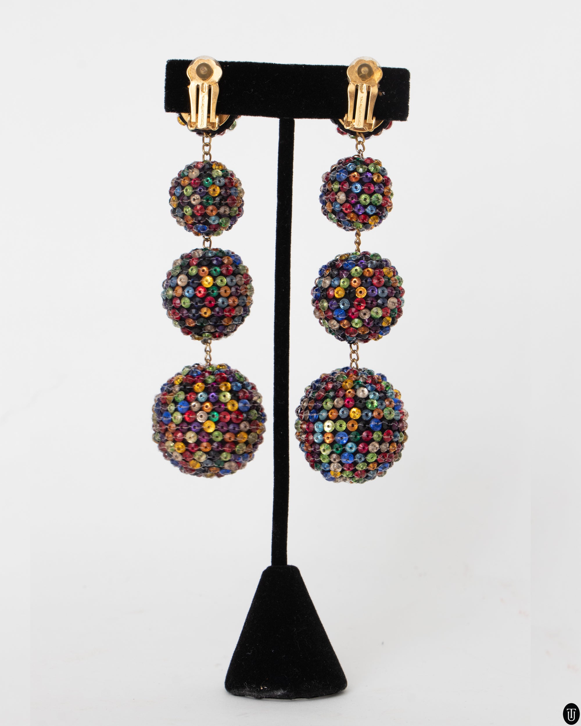 80s Glass Bead Clip Earrings