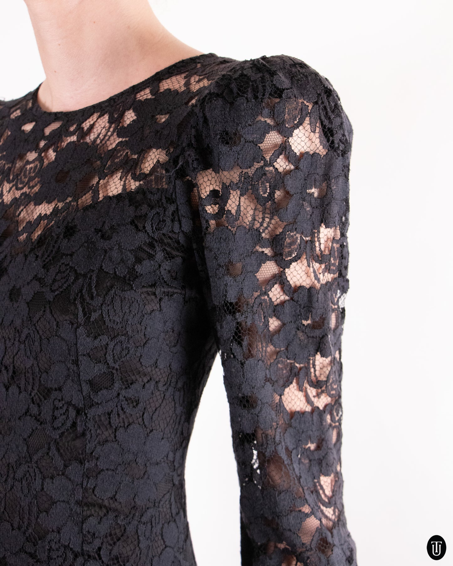 80's Ruffled Lace Party Dress S