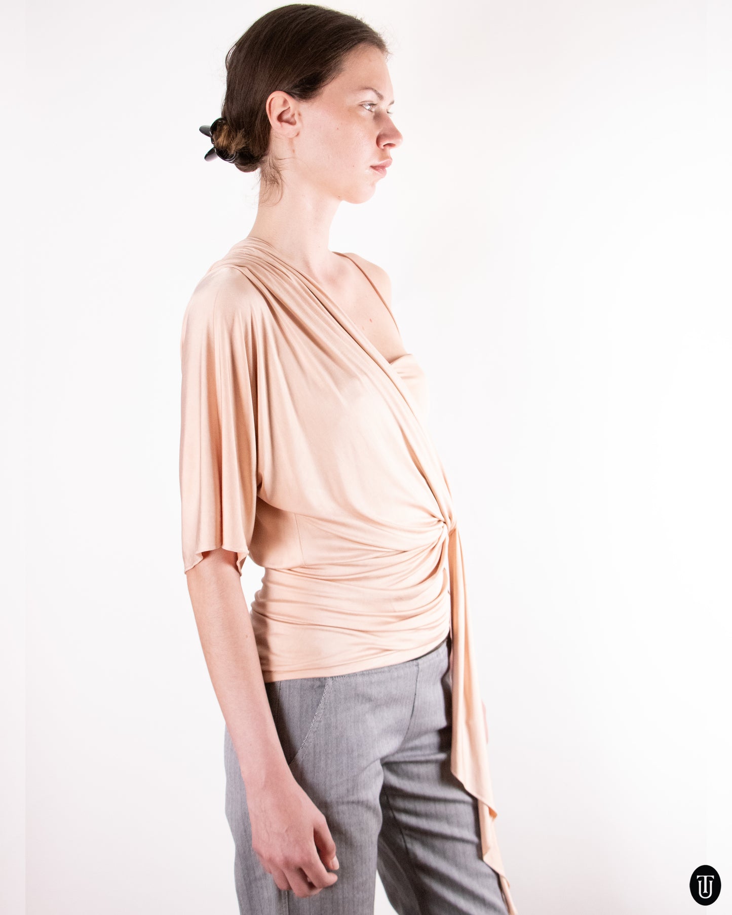 00's Emmanuel Ungaro Draped One Shoulder Top XS