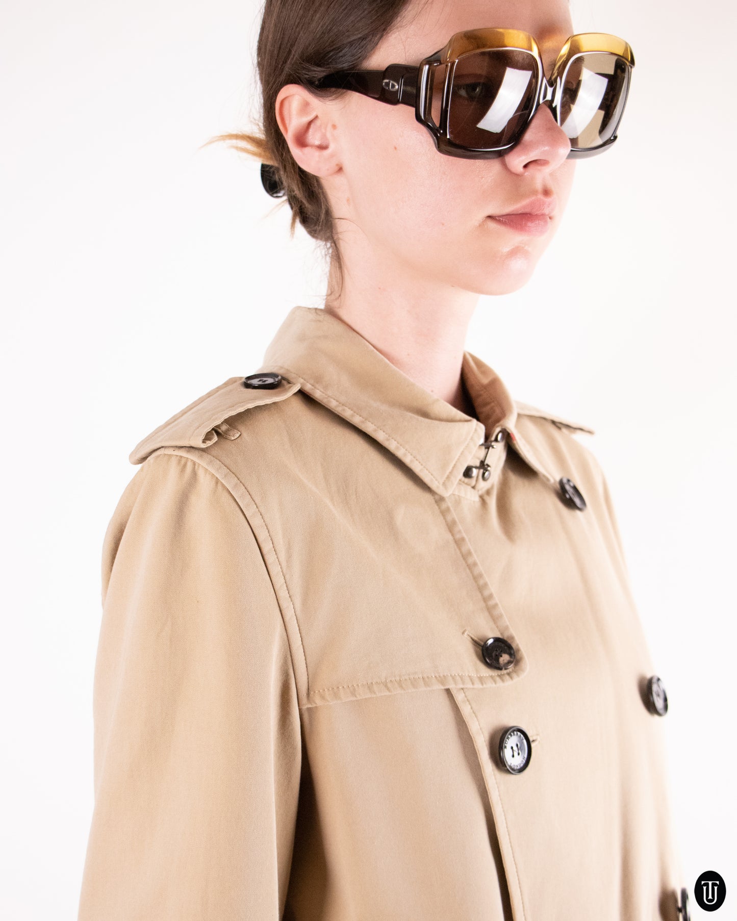 00's Burberry Beige Cotton Trench Coat S