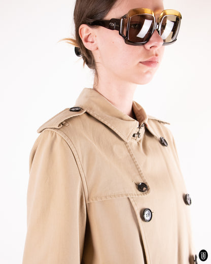 00's Burberry Beige Cotton Trench Coat S