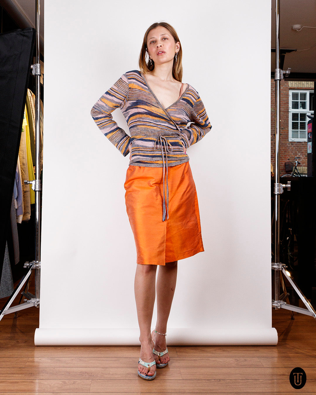 1990s Christian Lacroix Orange Pencil Skirt S