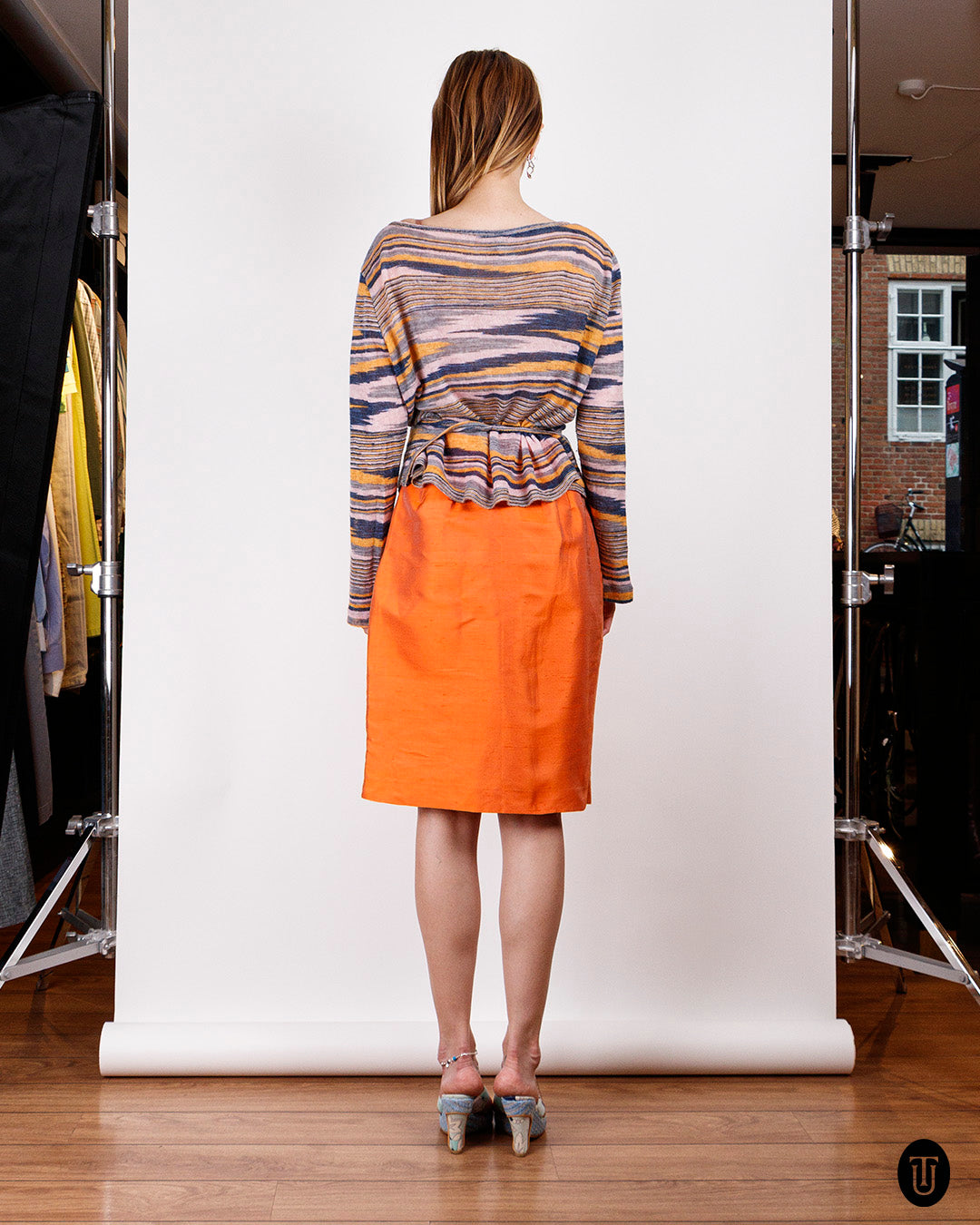 1990s Christian Lacroix Orange Pencil Skirt S