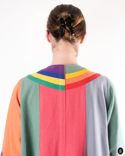 70's Rainbow Woven Cotton Cape S