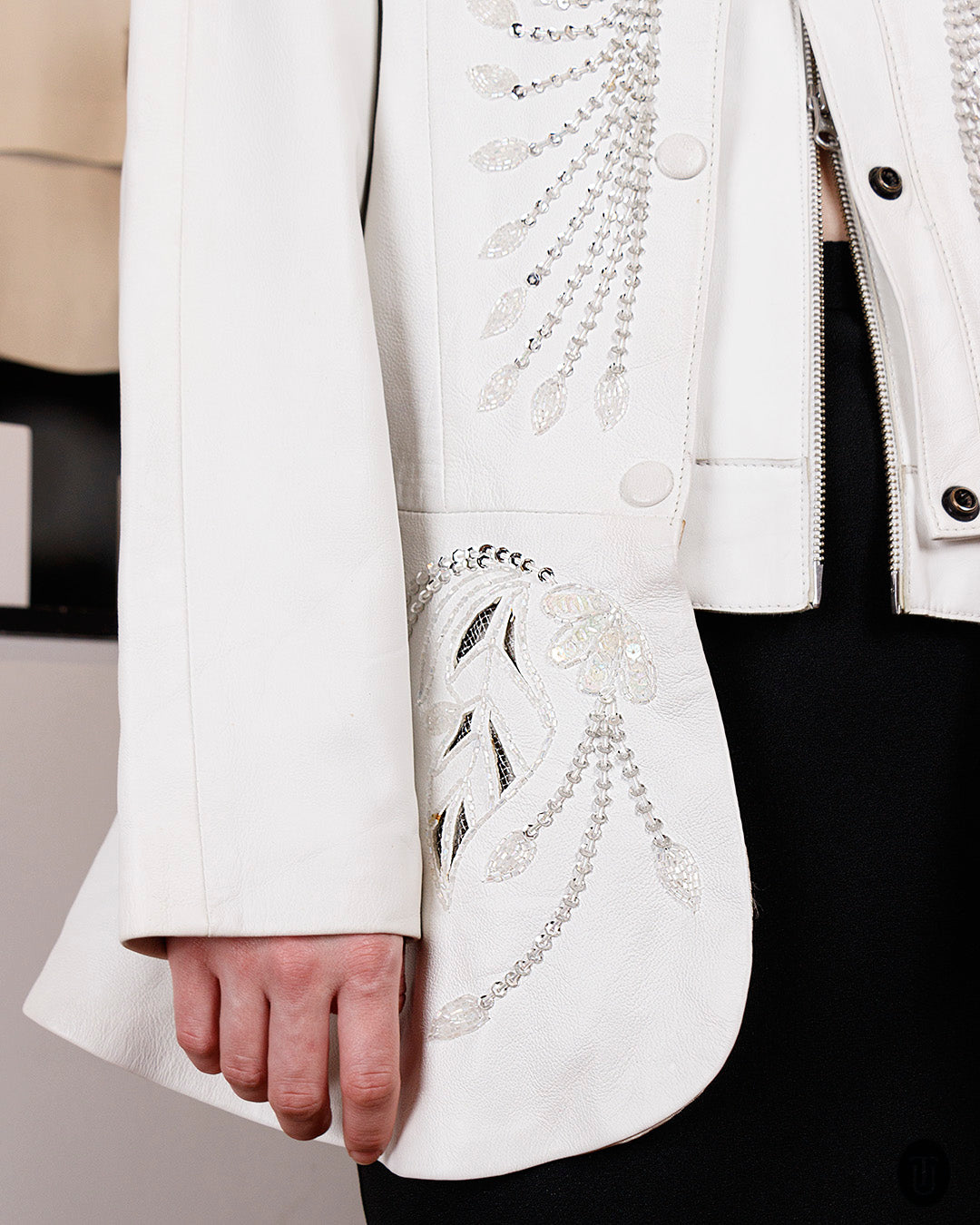1980s Embellished Leather Jacket M