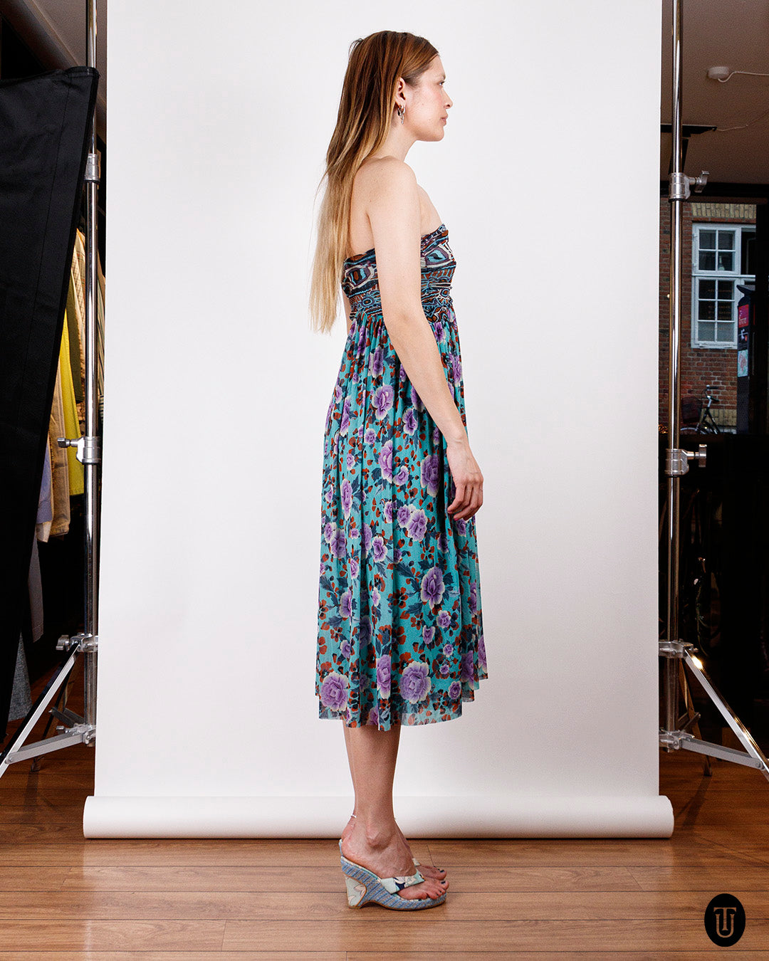 2000s Jean Paul Gaultier Floral Strapless Mesh Dress M