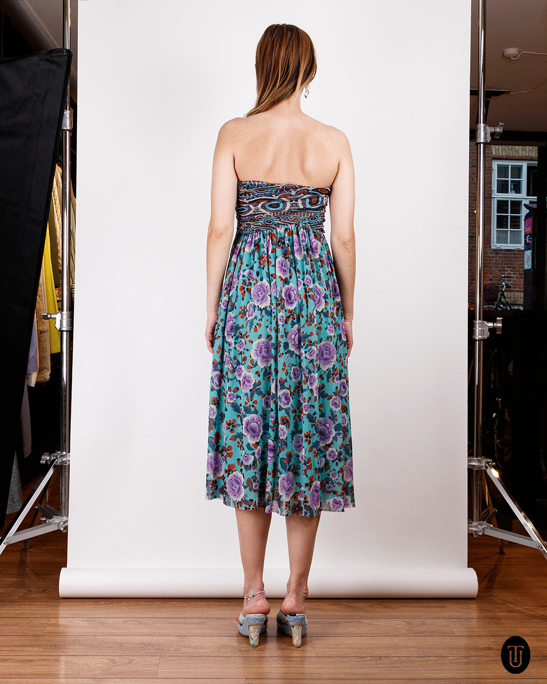 2000s Jean Paul Gaultier Floral Strapless Mesh Dress M