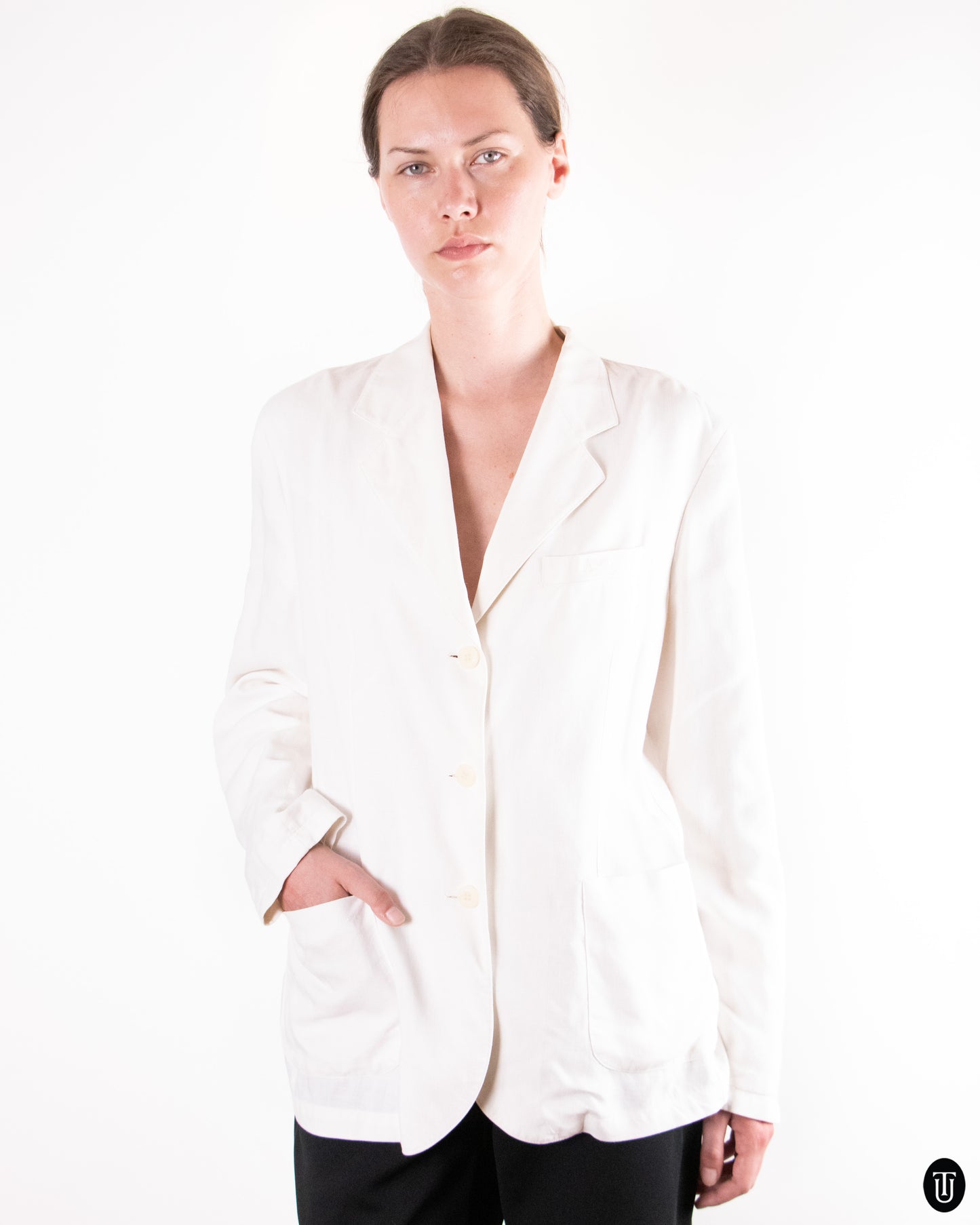 80's Armani "Jeans" Linen Jacket L