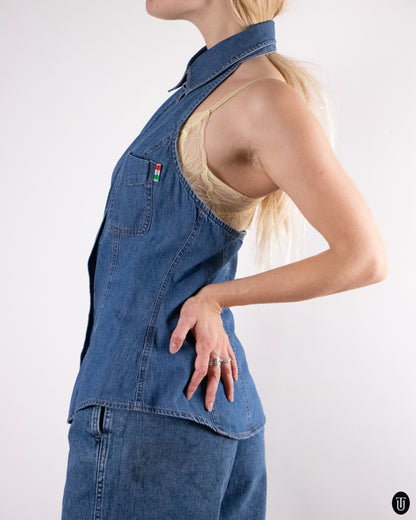 90's Moschino Denim Halter Top M