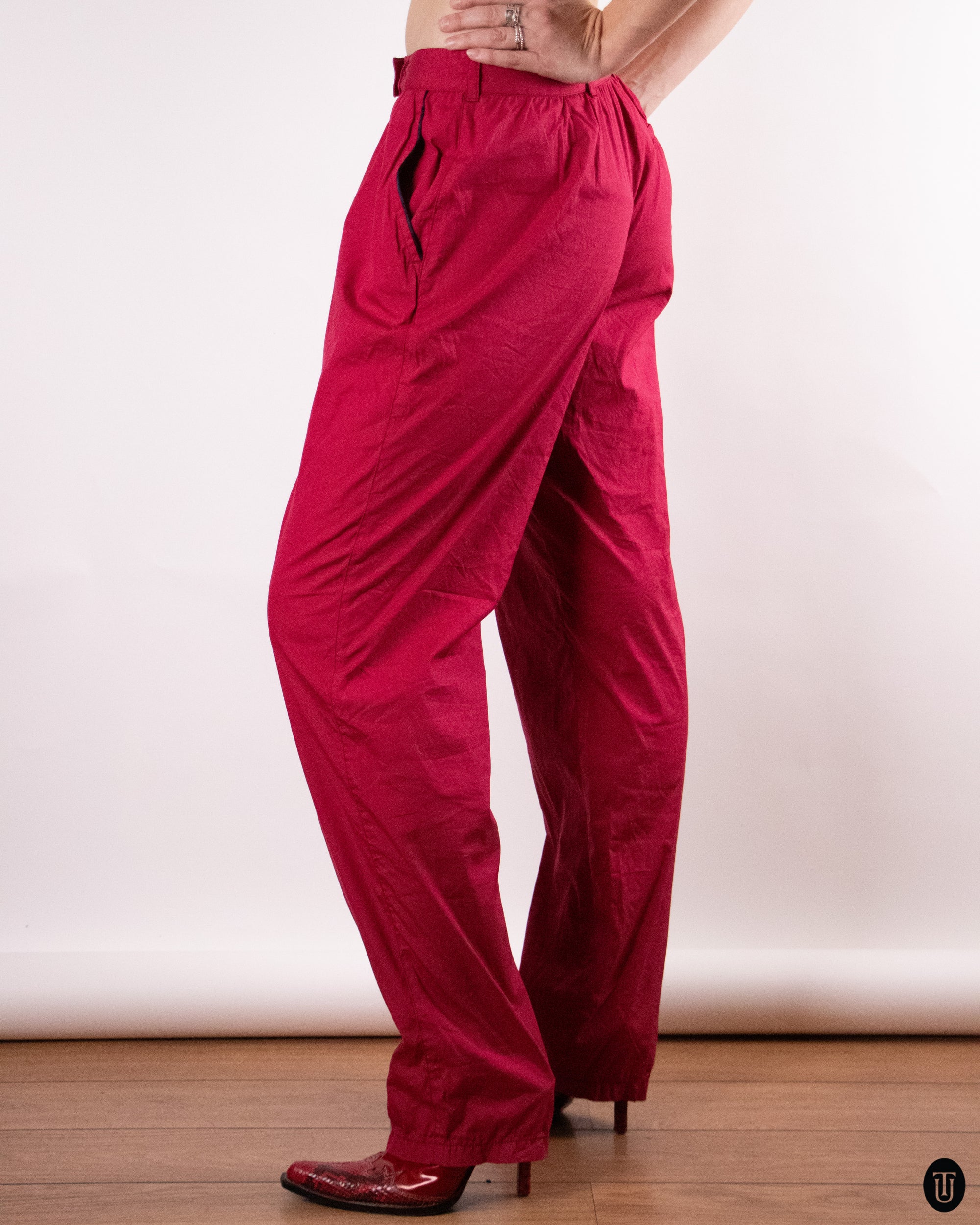 00's Deep Red Prada Trousers M