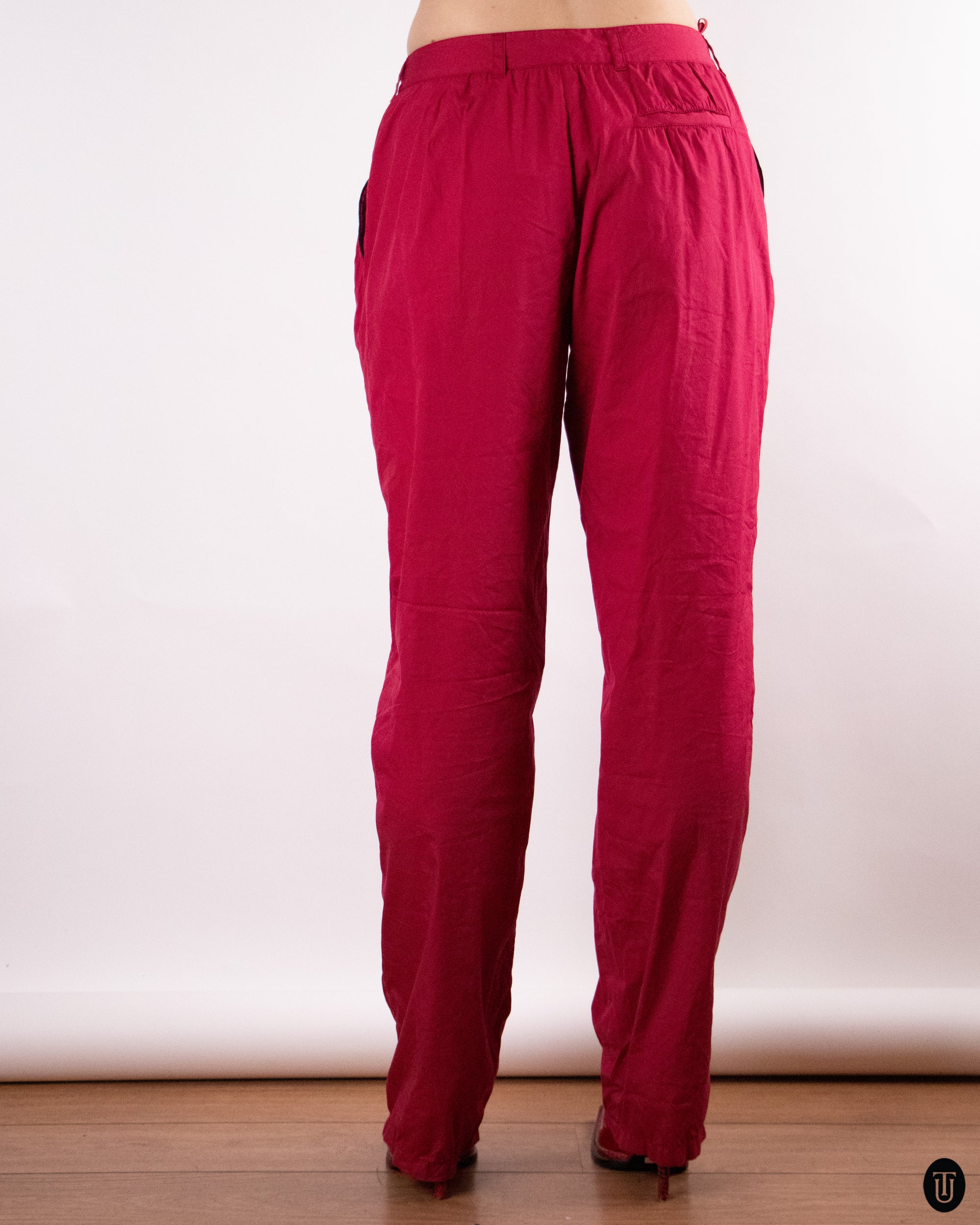 00's Deep Red Prada Trousers M