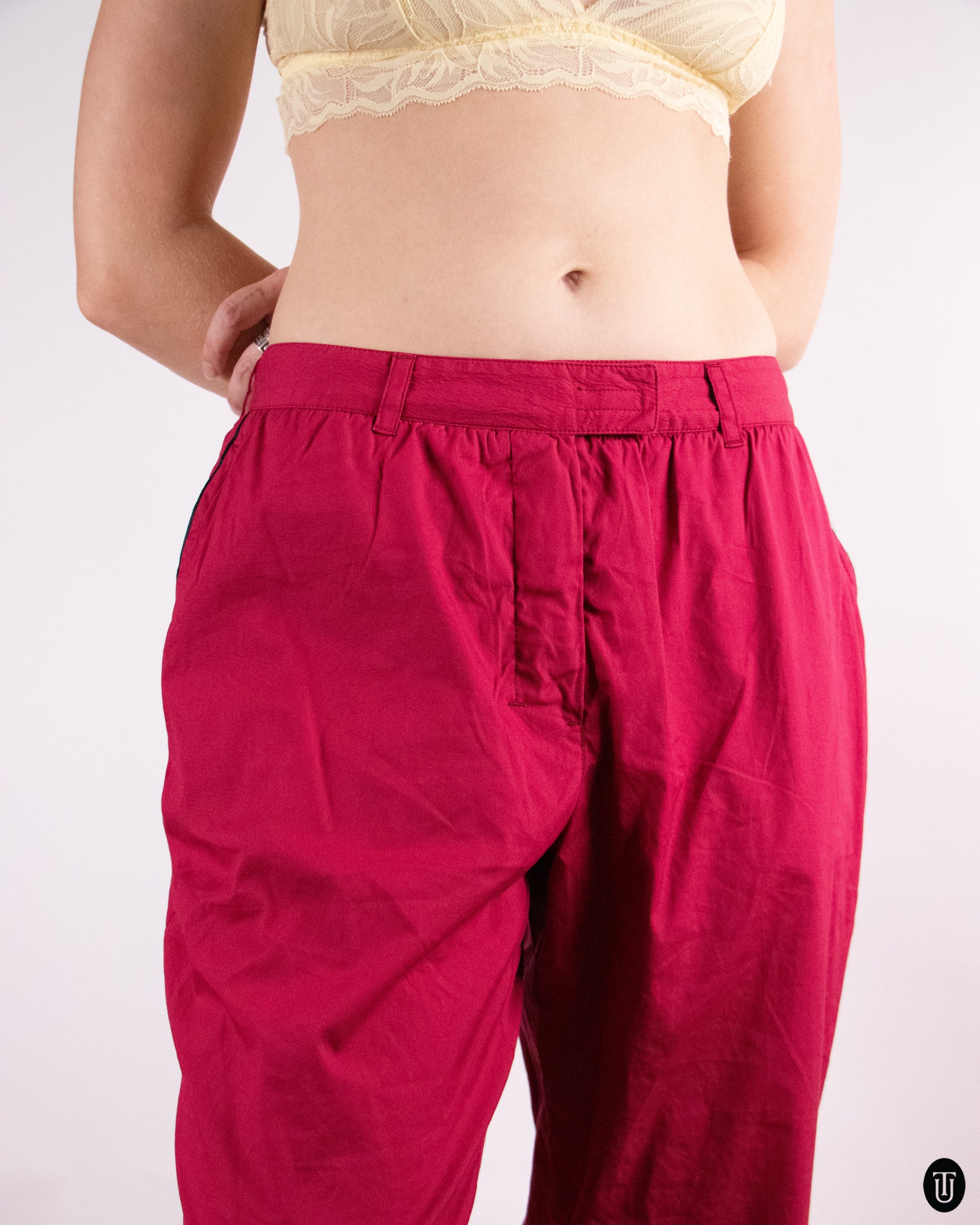 00's Deep Red Prada Trousers M