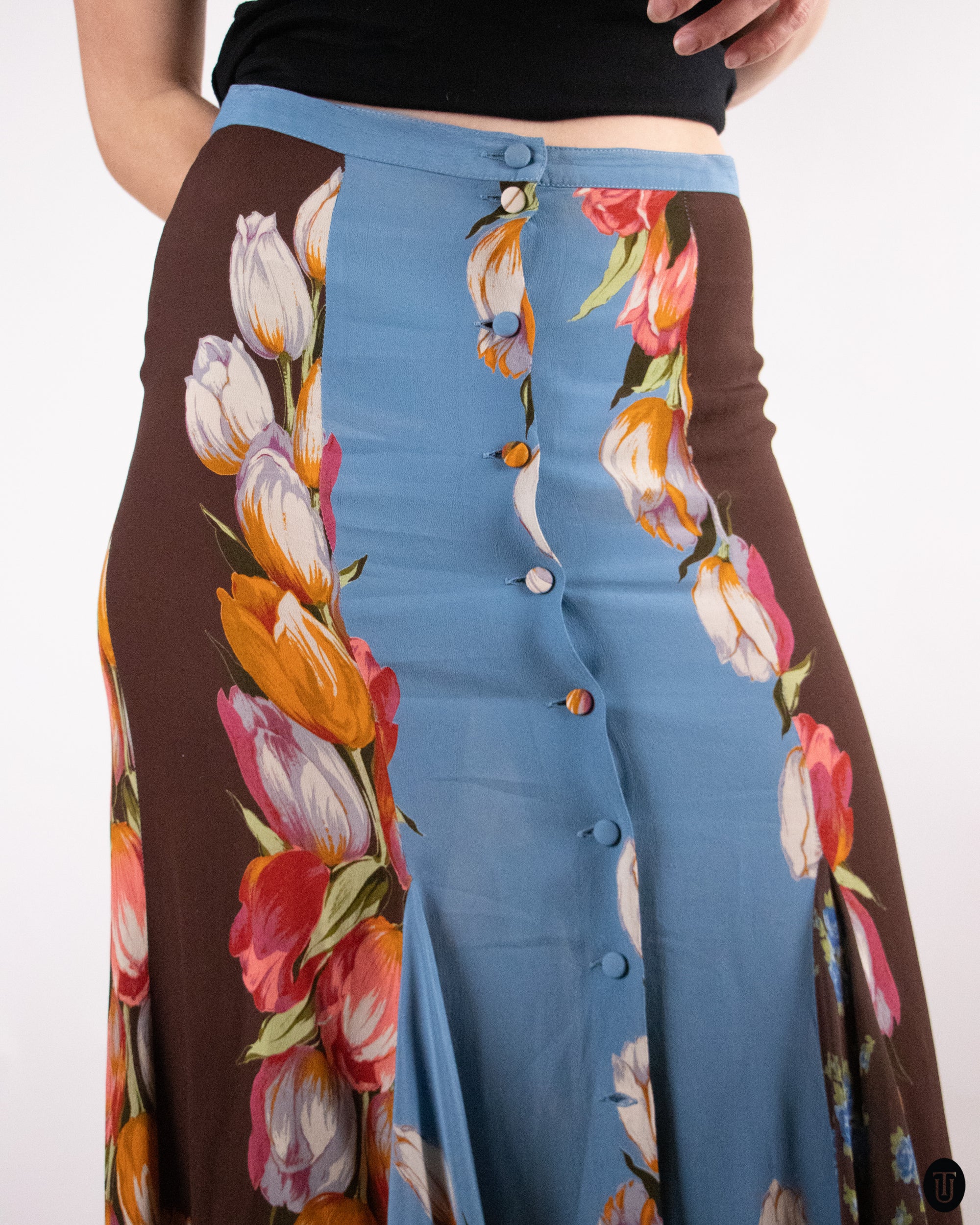 90's Anna Molinari Silk Skirt M