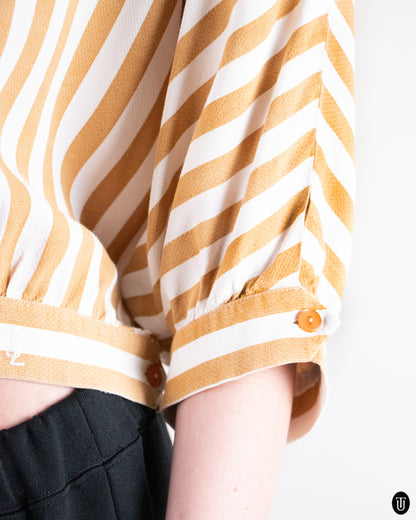 70's Yves Saint Laurent "Cowear" Striped Cotton Top S