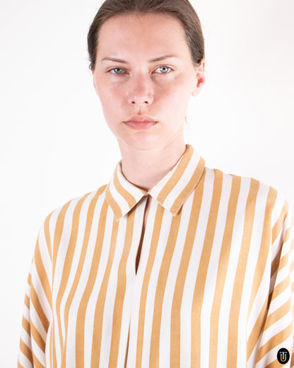 70's Yves Saint Laurent "Cowear" Striped Cotton Top S