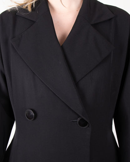 80's Yohji Yamamoto Black Long Wool Coat M