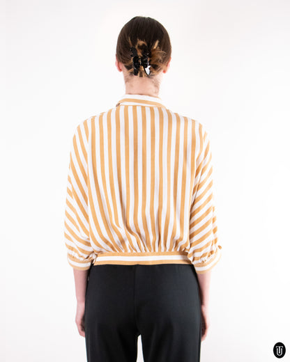 70's Yves Saint Laurent "Cowear" Striped Cotton Top S