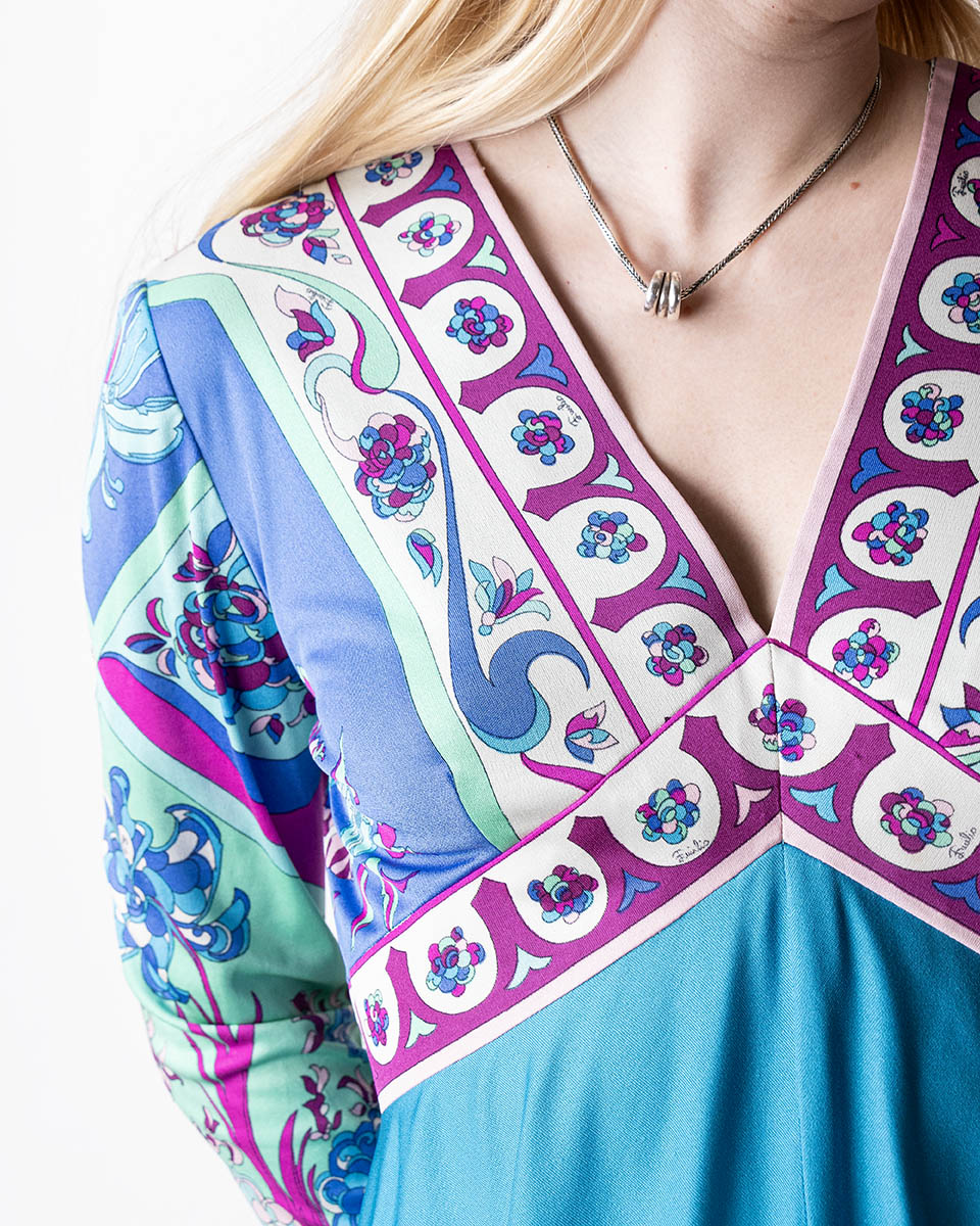 1960s Emilio Pucci Printed Silk Jersey Dress M