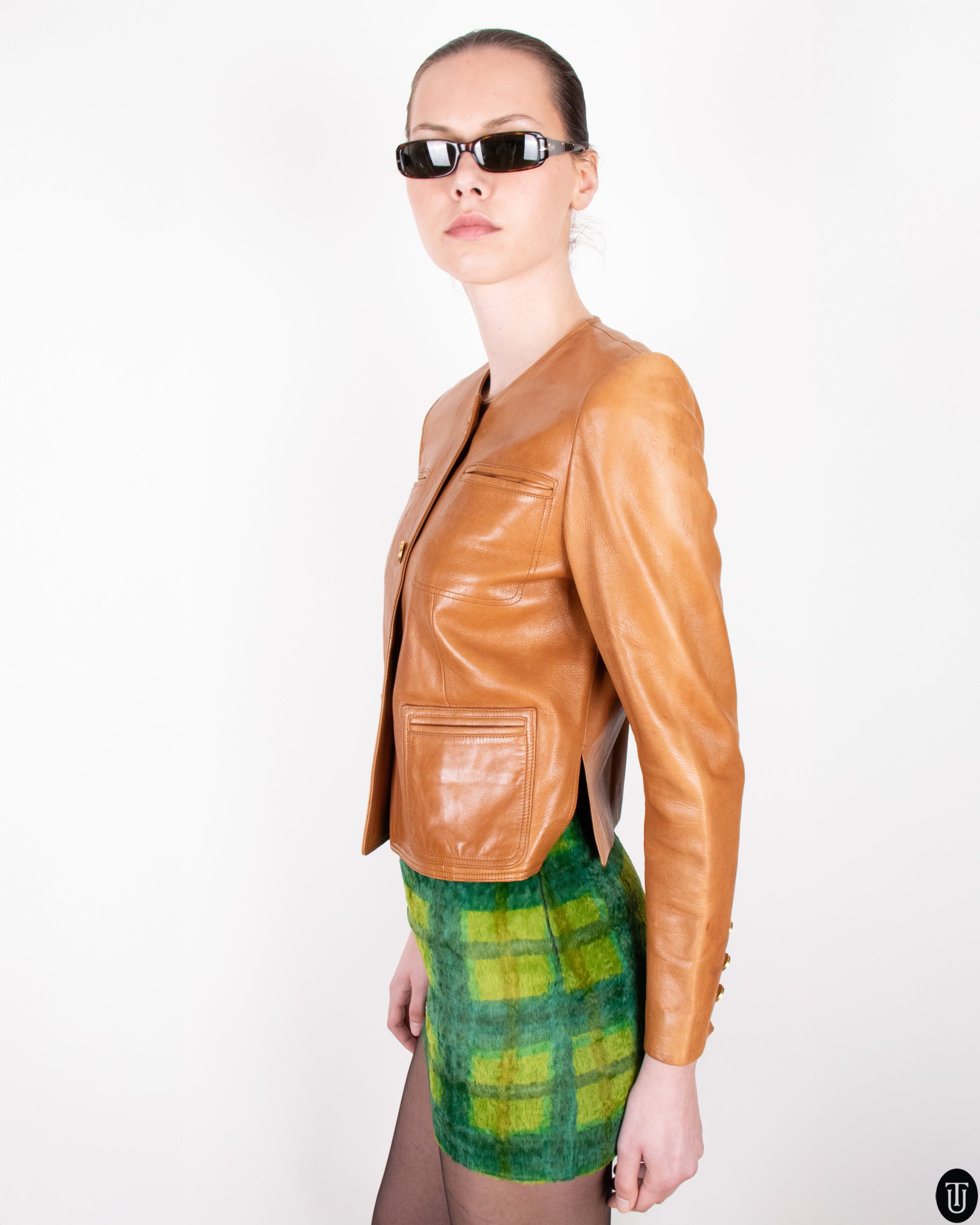 90s Loewe Cropped Leather Jacket S