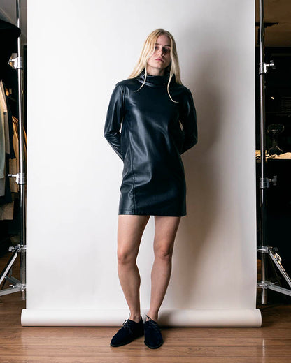 2000s Cline Faux Leather Turtleneck Dress S Time's Up Vintage 2000s Cline Faux Leather Turtleneck Dress S Time's Up Vintage