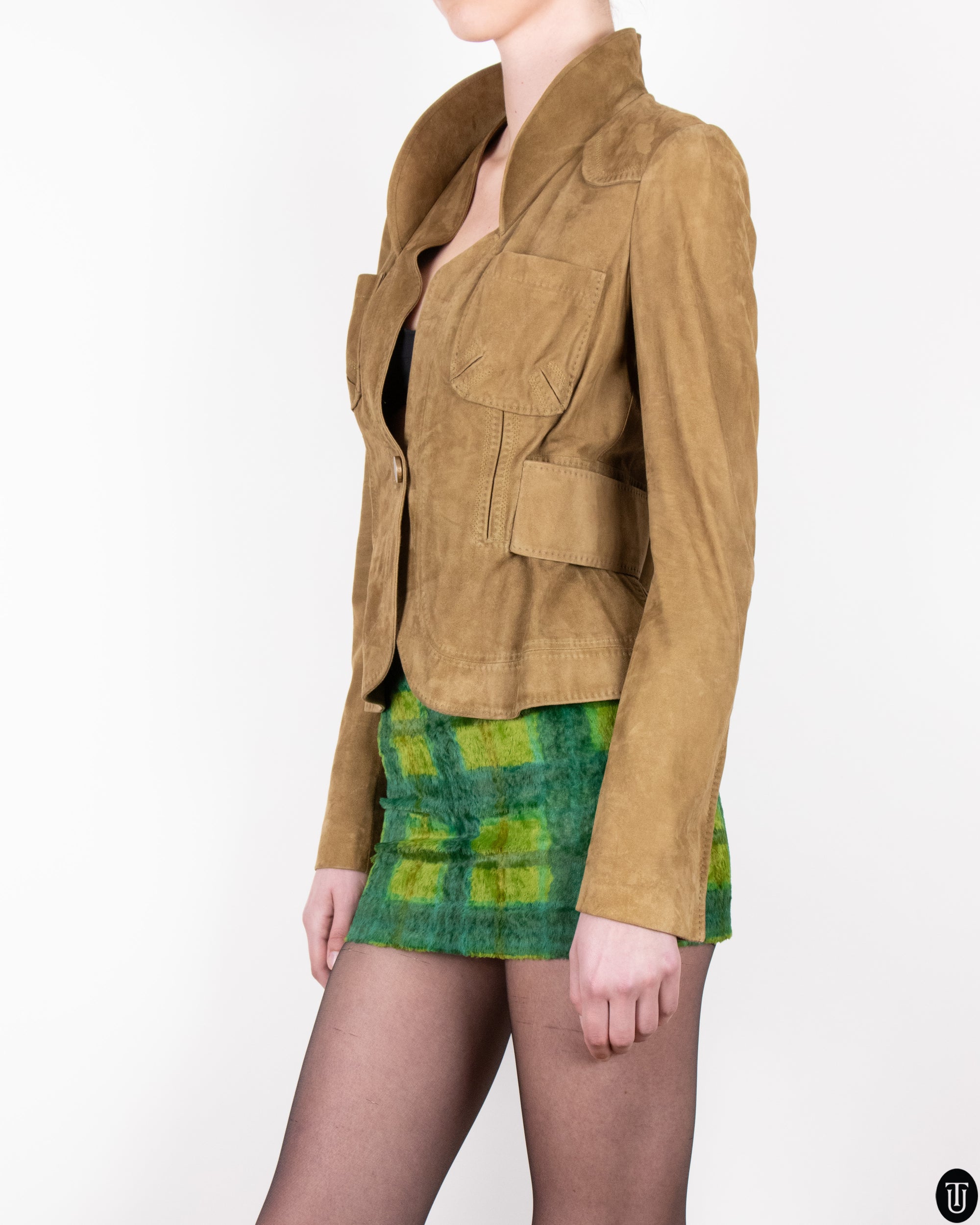 2000's Gucci Suede Cropped Jacket S