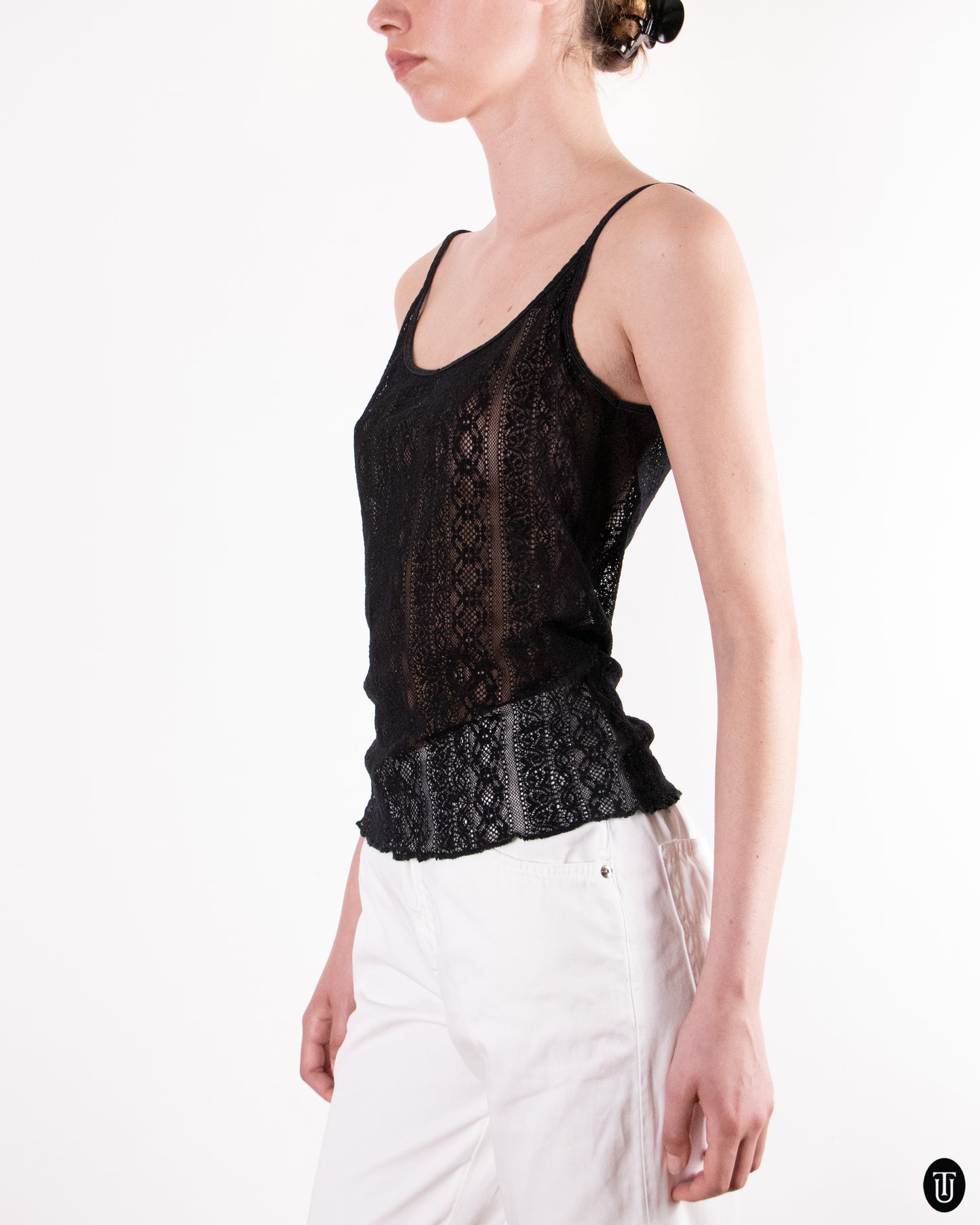 00's Dolce & Gabbana "D&G Underwear" Black Lace Camisole Top M
