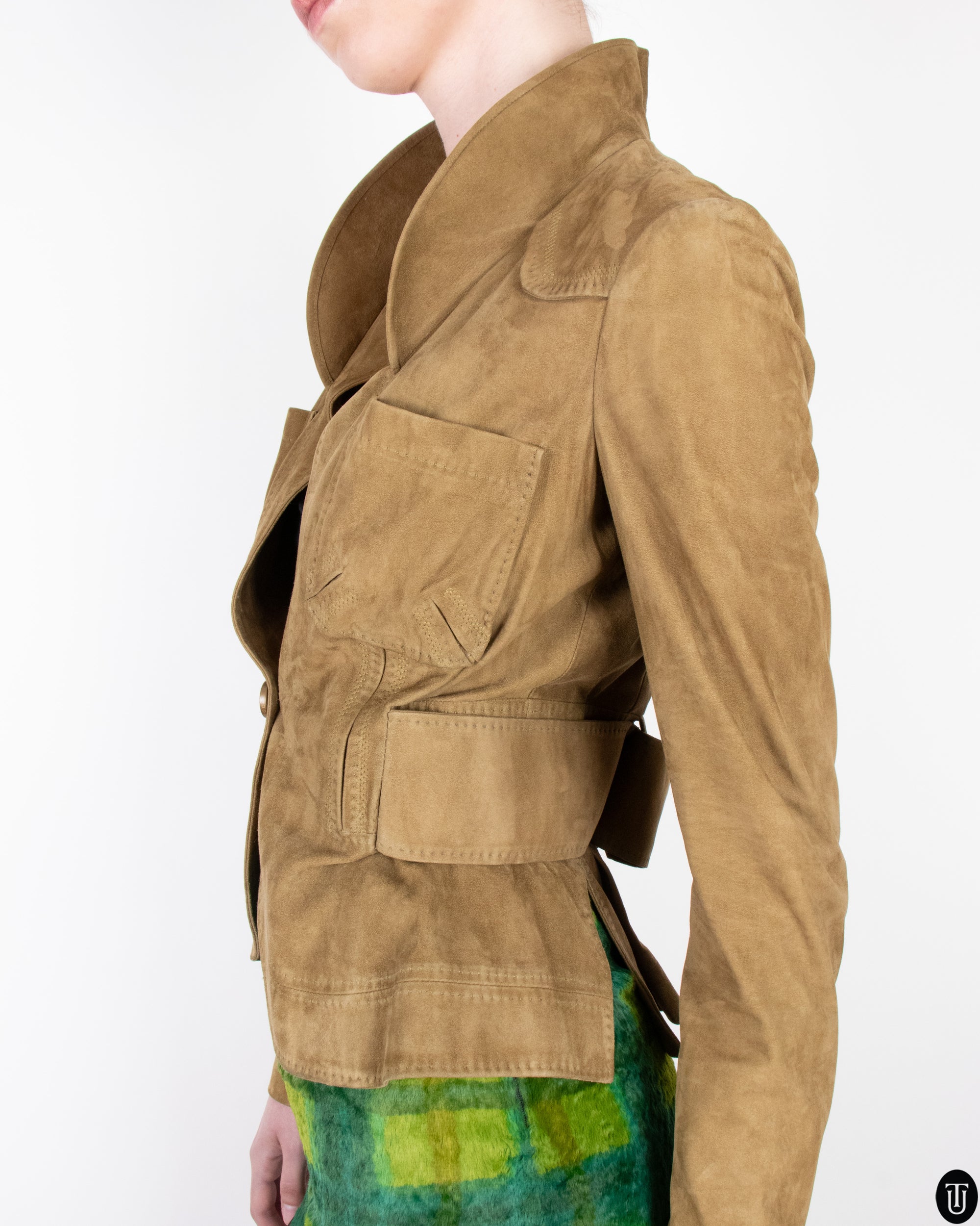 2000's Gucci Suede Cropped Jacket S