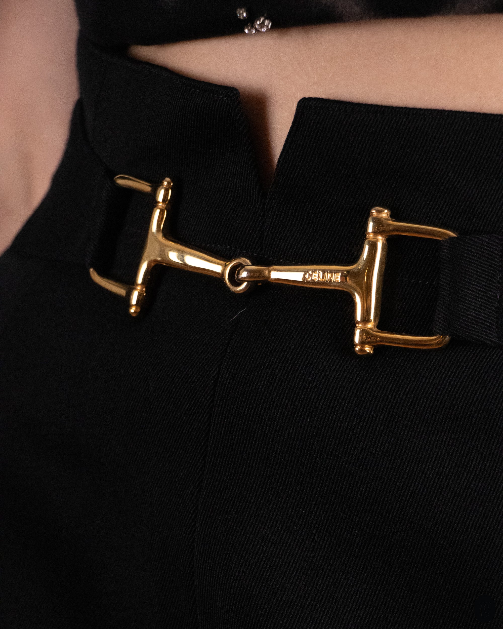 70's Celine Wool Soft Pleat Skirt XS