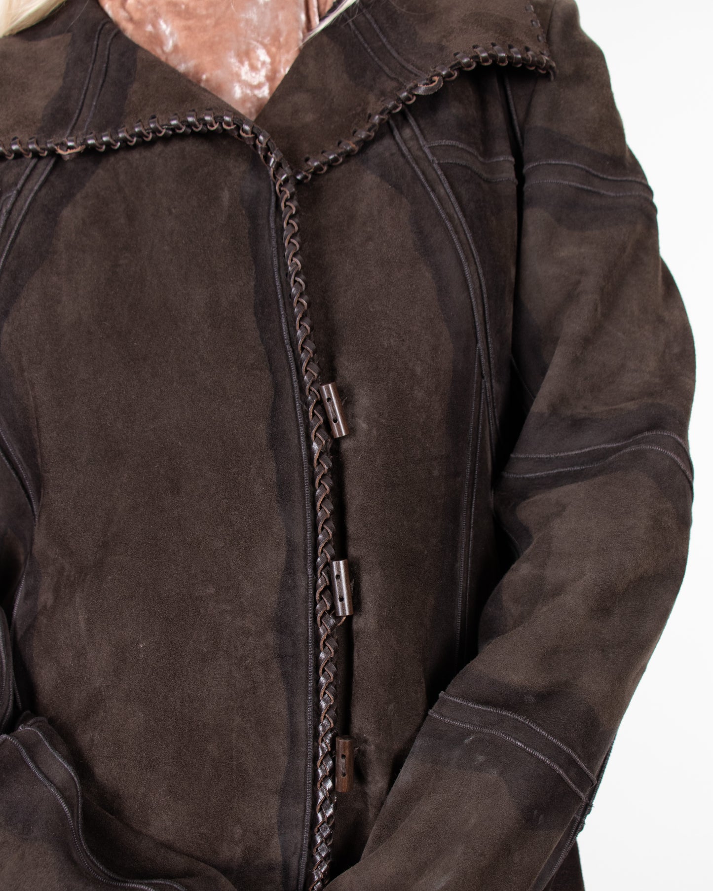 F/W 2003 Fendi Long Brown Suede Coat M
