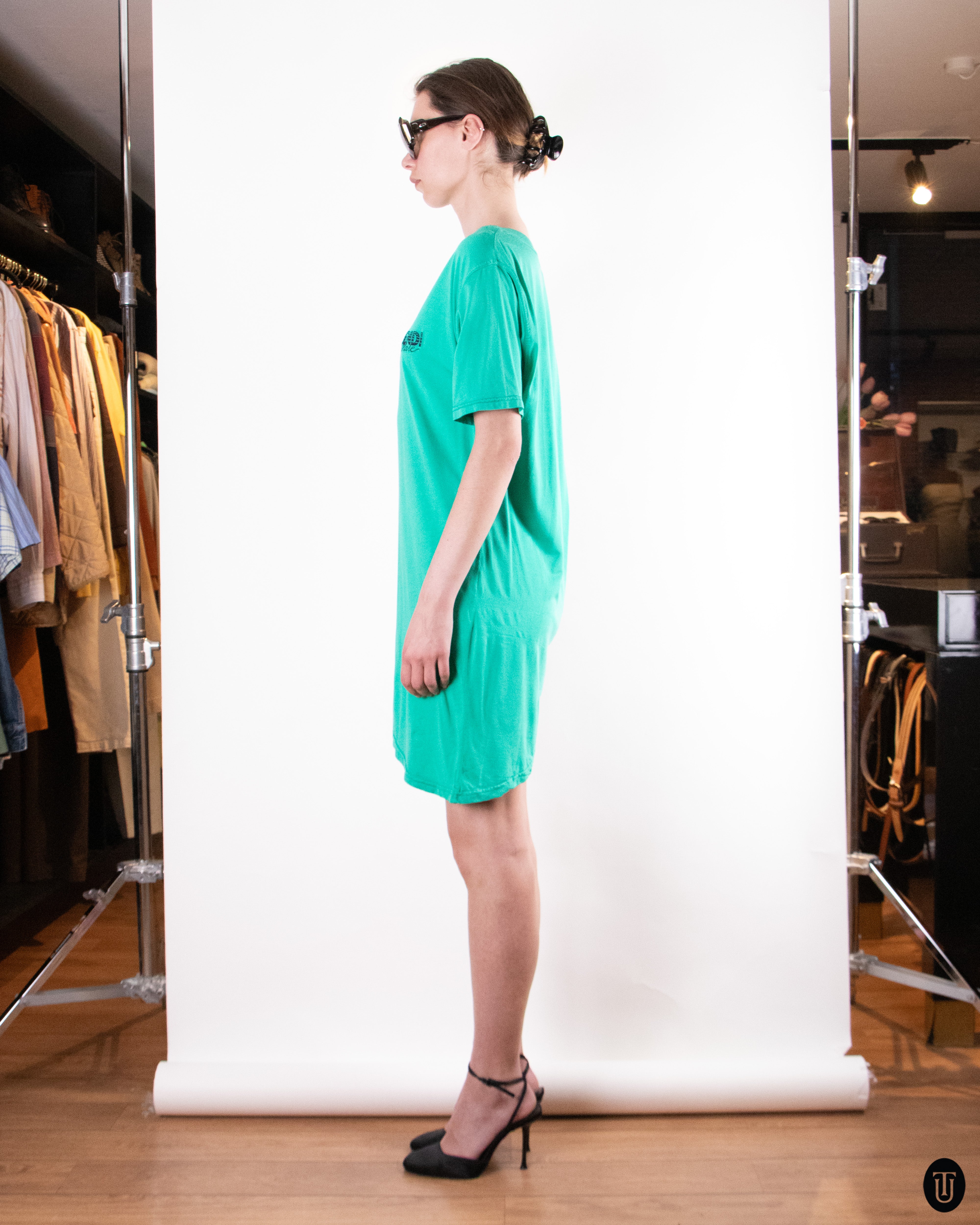 90's Fendi Turquoise Green Cotton T-shirt Dress S – Time's Up Vintage