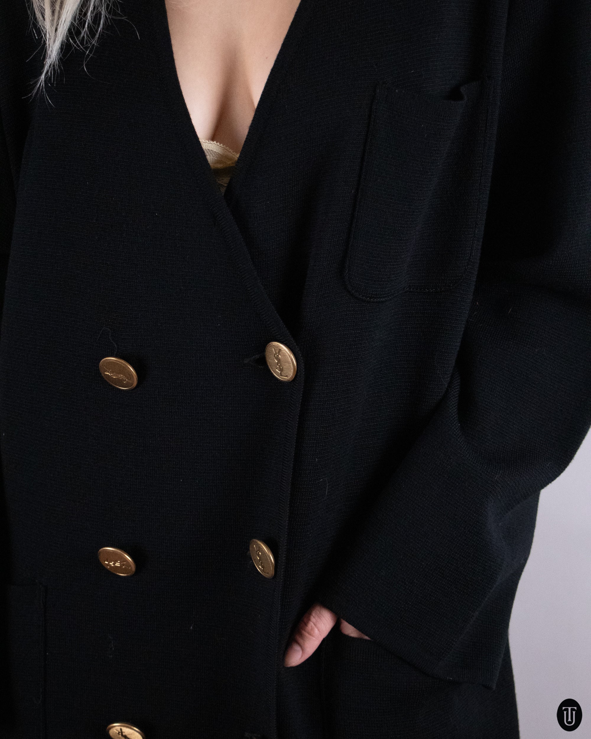 70's Yves Saint Laurent Wool Cardigan L