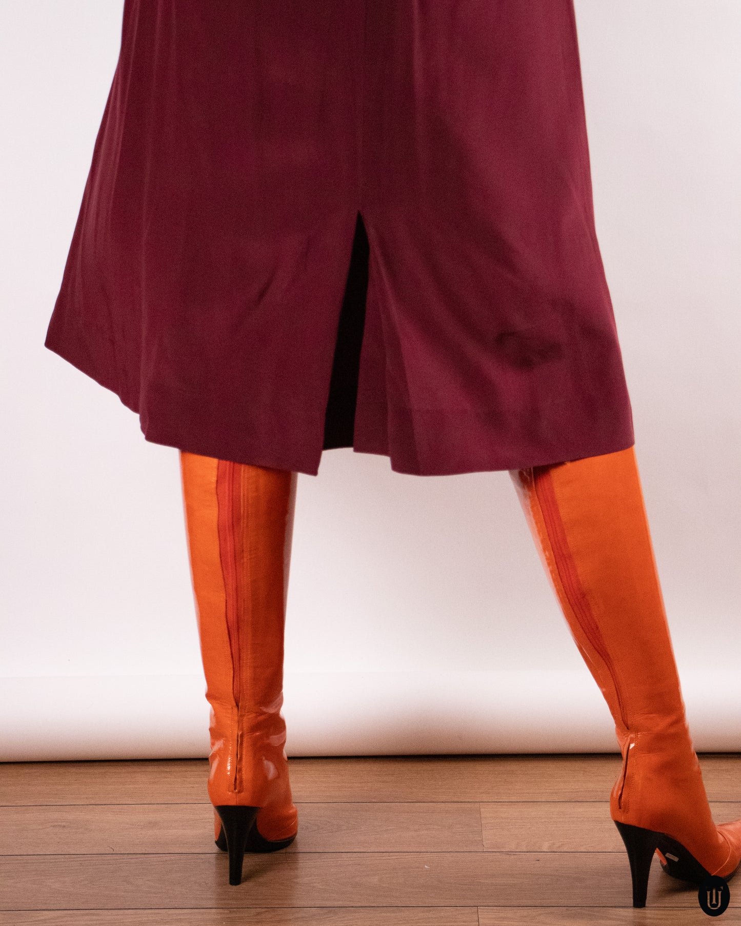 80's Salvatore Ferragamo Burgundy Silk Dress M