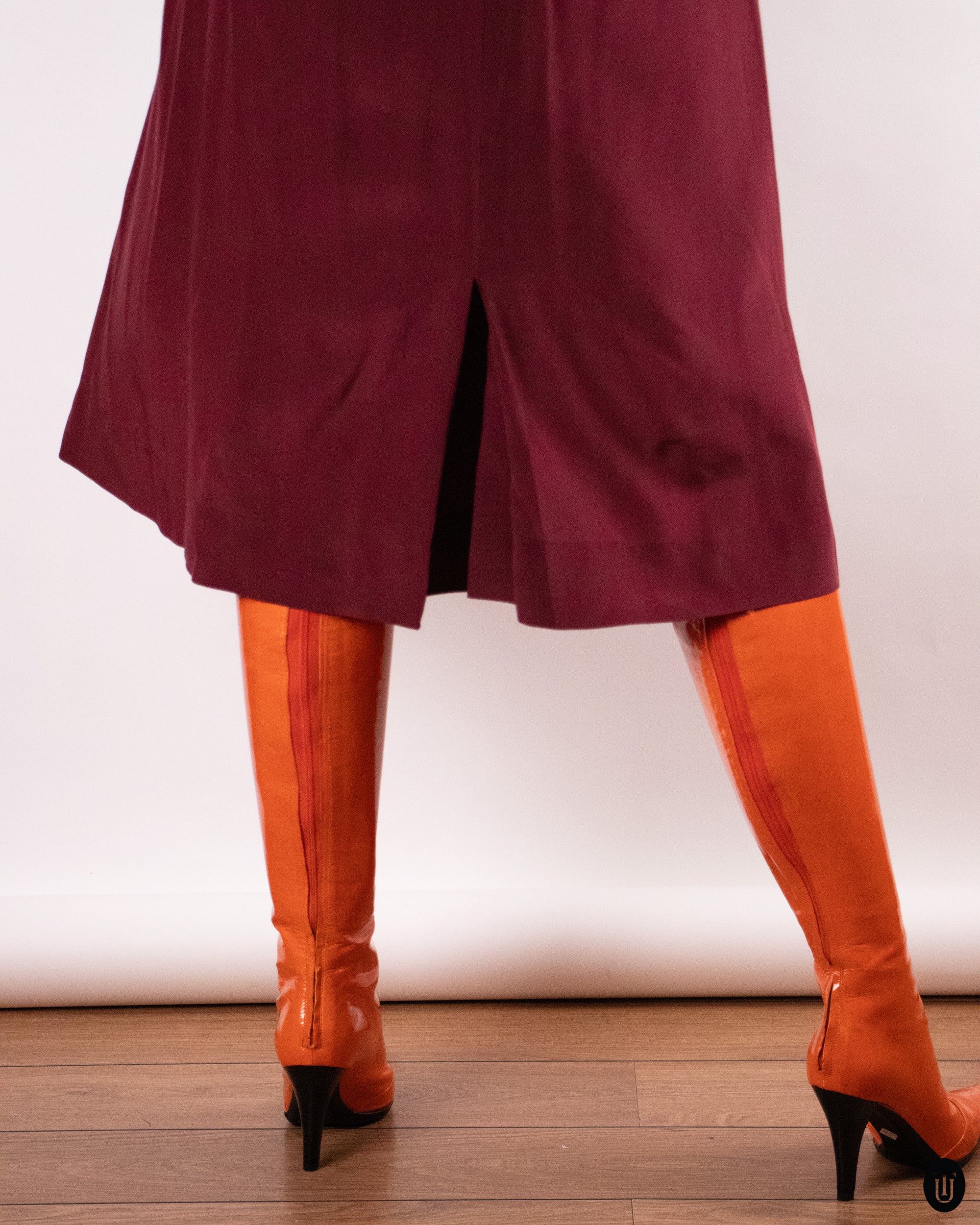 80's Salvatore Ferragamo Burgundy Silk Dress M