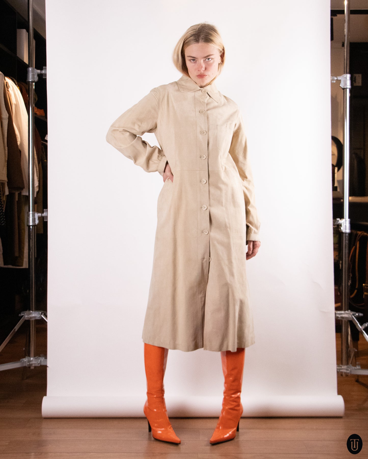 70's Tan Long Suede Jacket XS