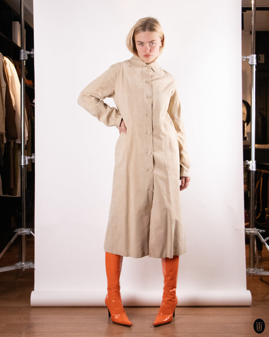 70's Tan Long Suede Jacket XS