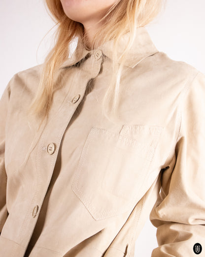 70's Tan Long Suede Jacket XS