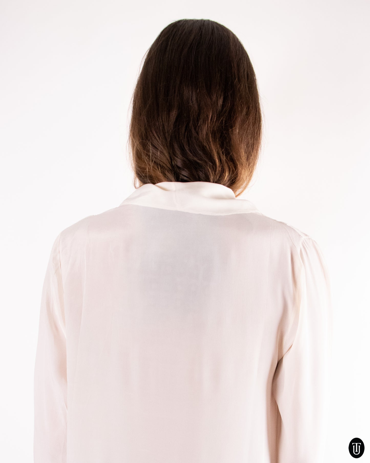 50's White Silk Dress L